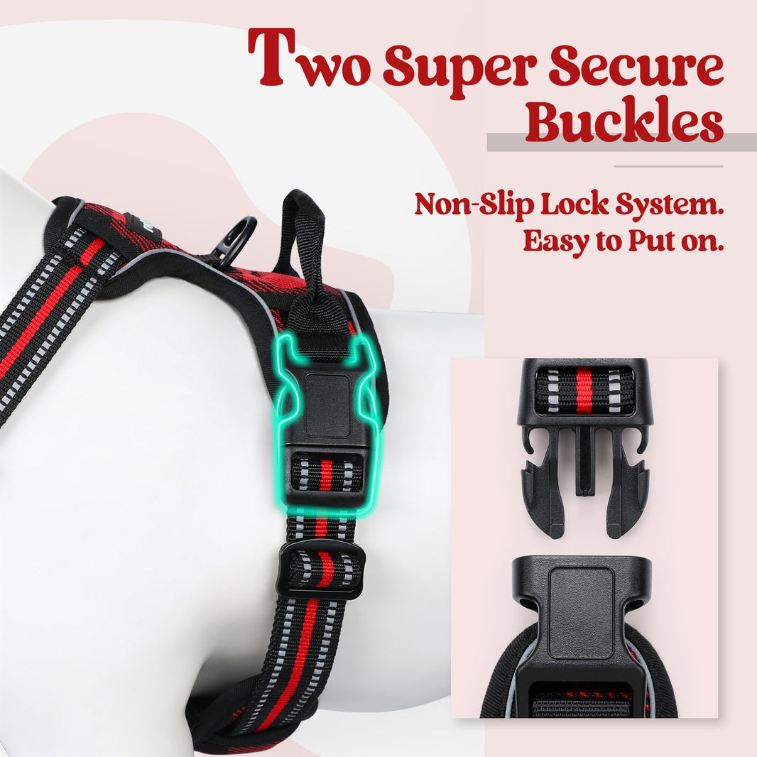 Urban Grid No Pull Dog Harness - Checkered Red