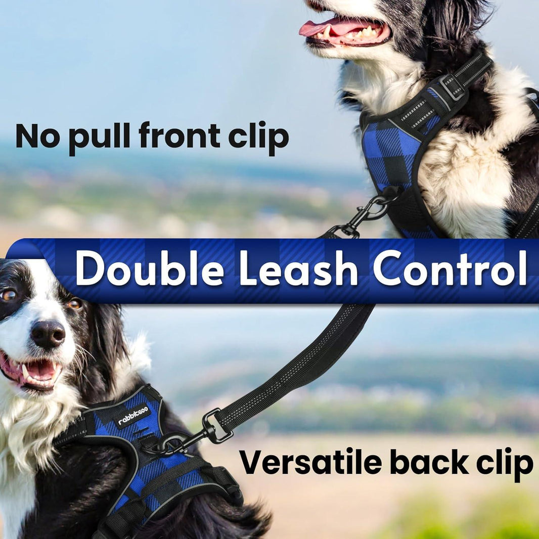 Urban Grid No Pull Dog Harness - Checkered Blue