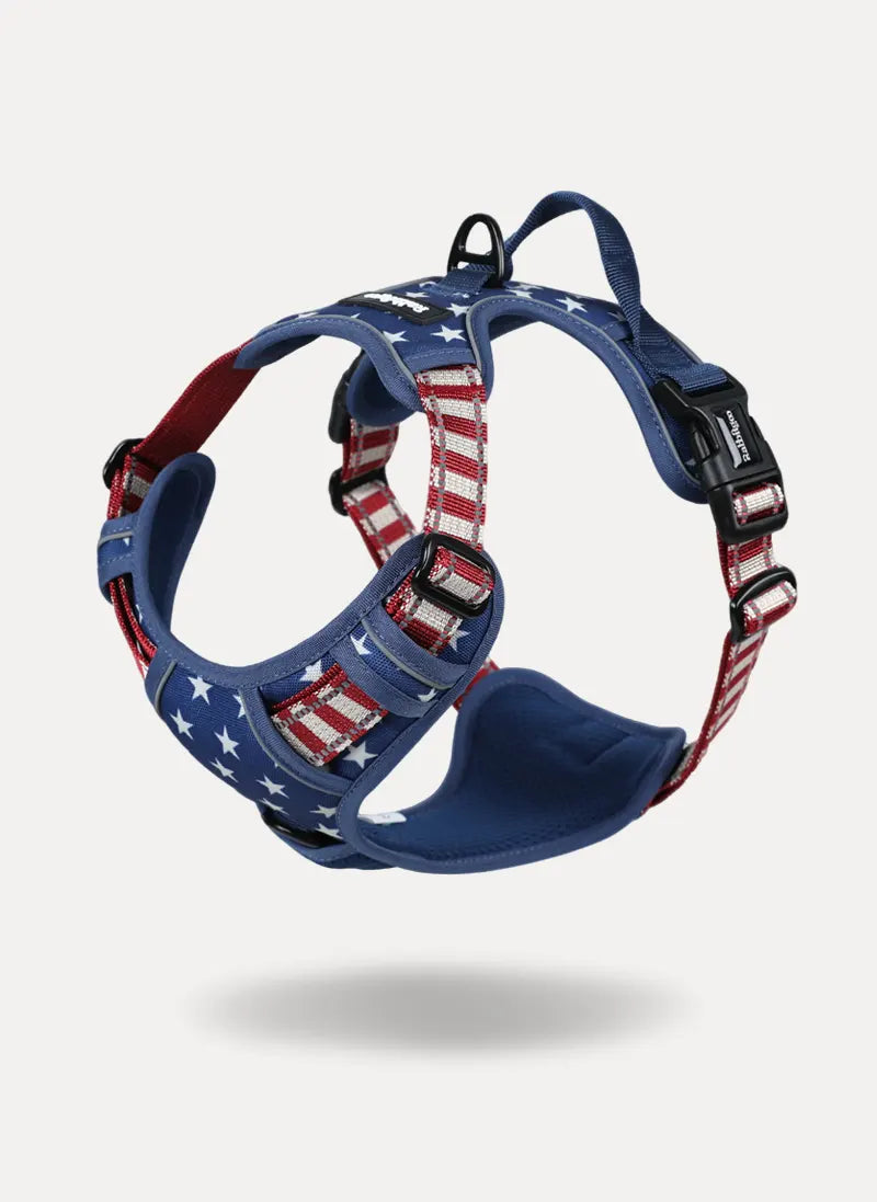 Urban Grid No Pull Dog Harness - Blue Star