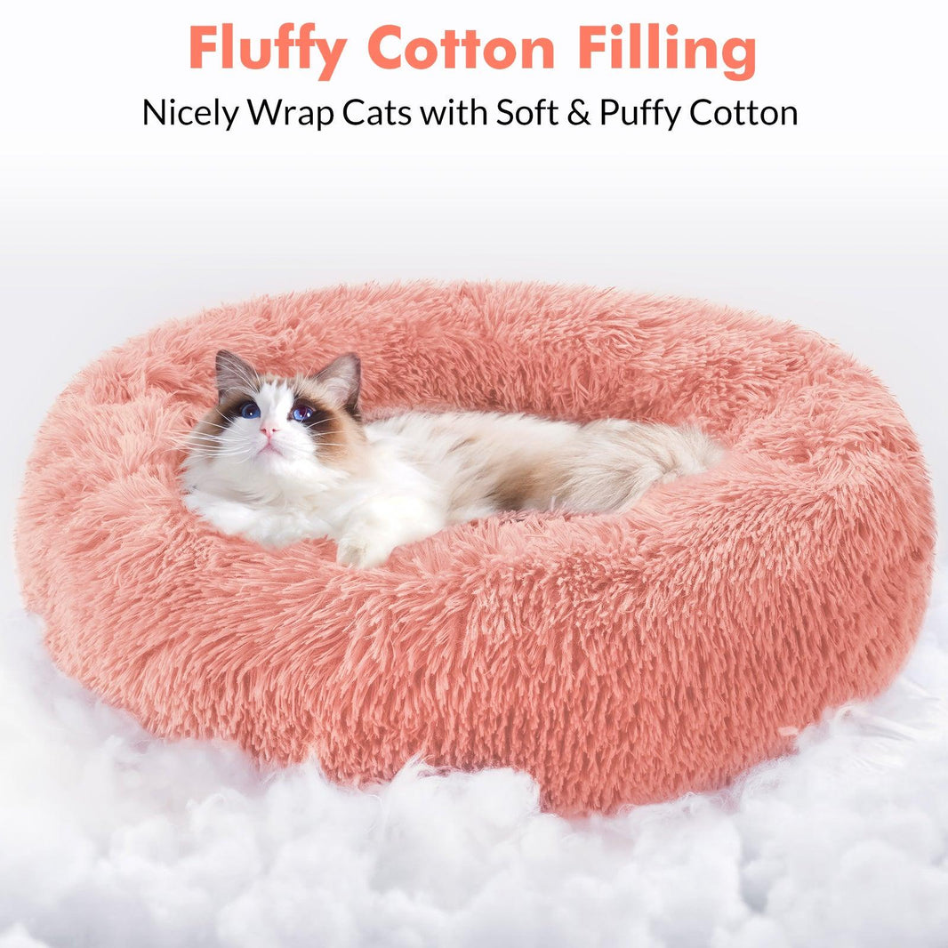 Rabbitgoo Floof Calming 24'' Pet Bed - Pink / 24.0"L x 24.0"W x 5.7"Th