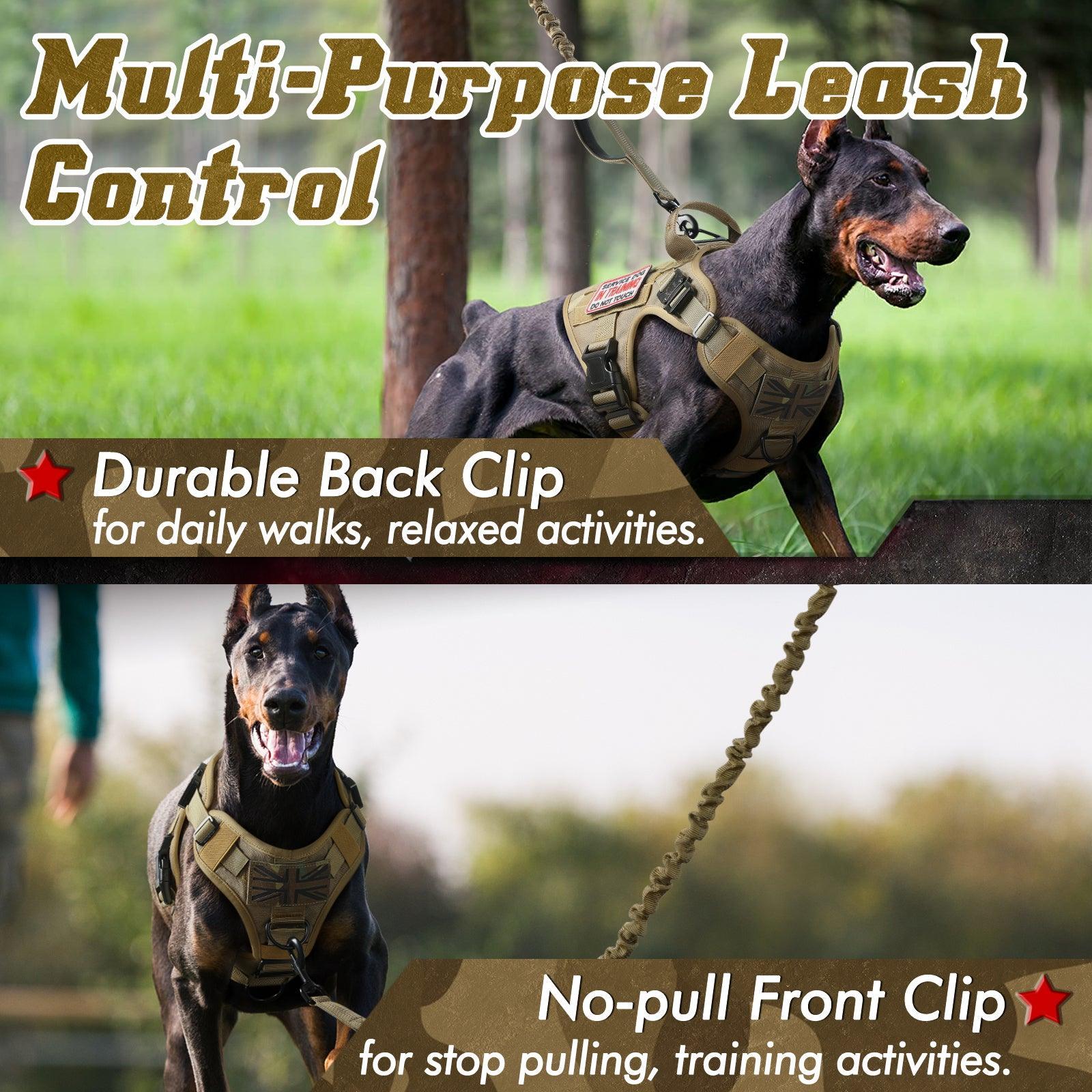 PAWTRENDER Tactical Dog Harness for Large Dogs - Tan 