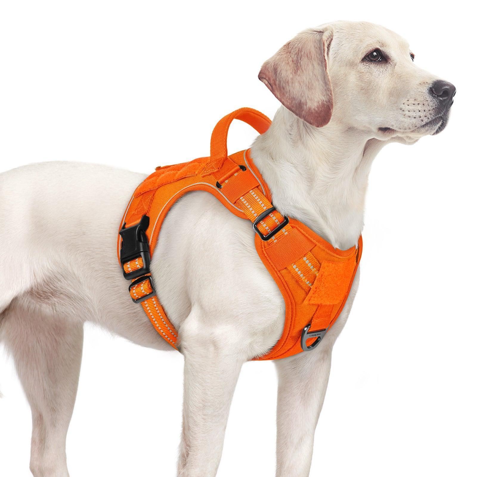 Colorful Escape Proof Tactical Dog Vest Harness - Orange 