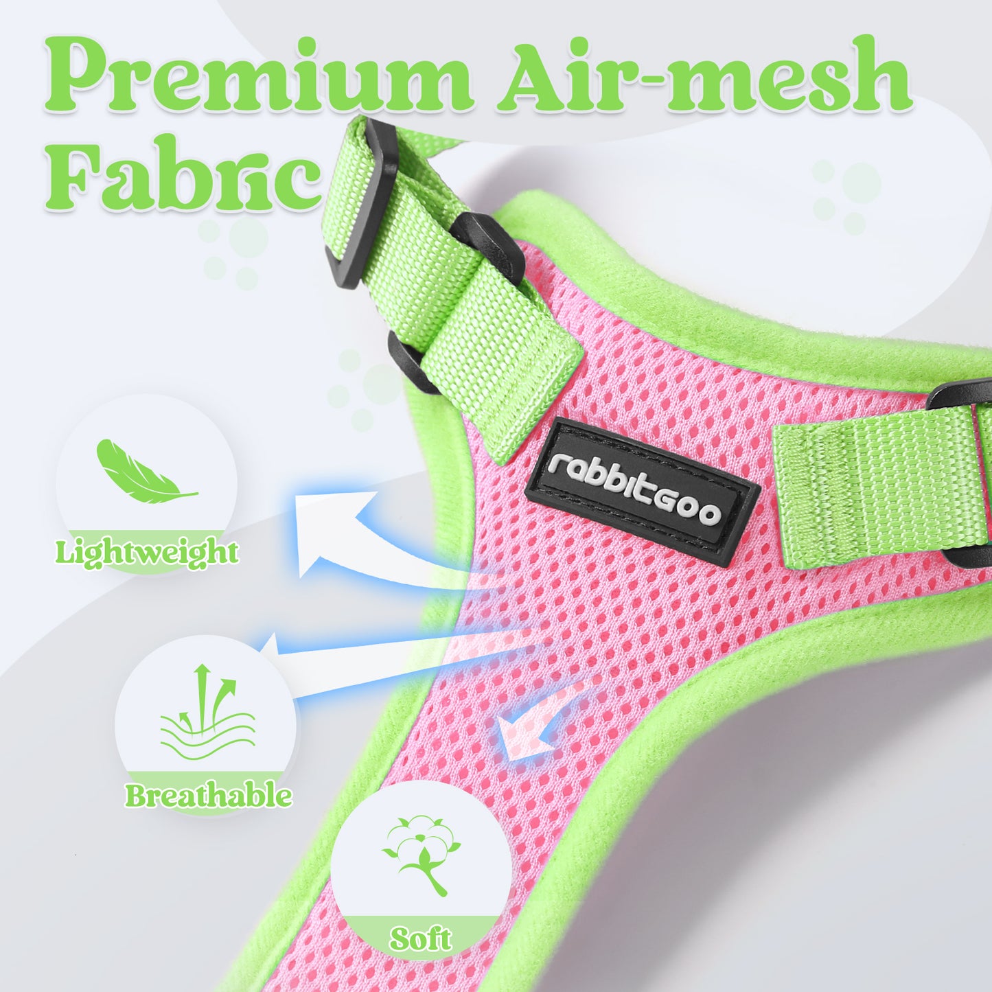 Rabbitgoo 2-tone Adjustable cat harness and leash set - New