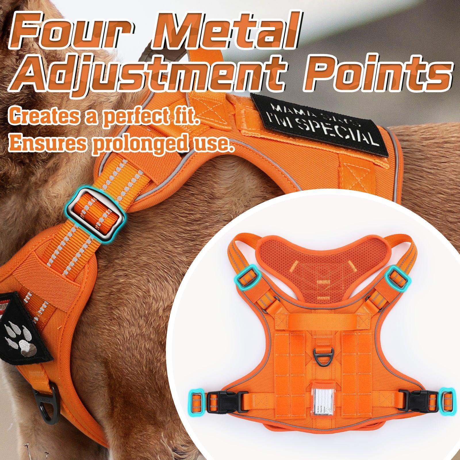 Colorful Escape Proof Tactical Dog Vest Harness - Orange 