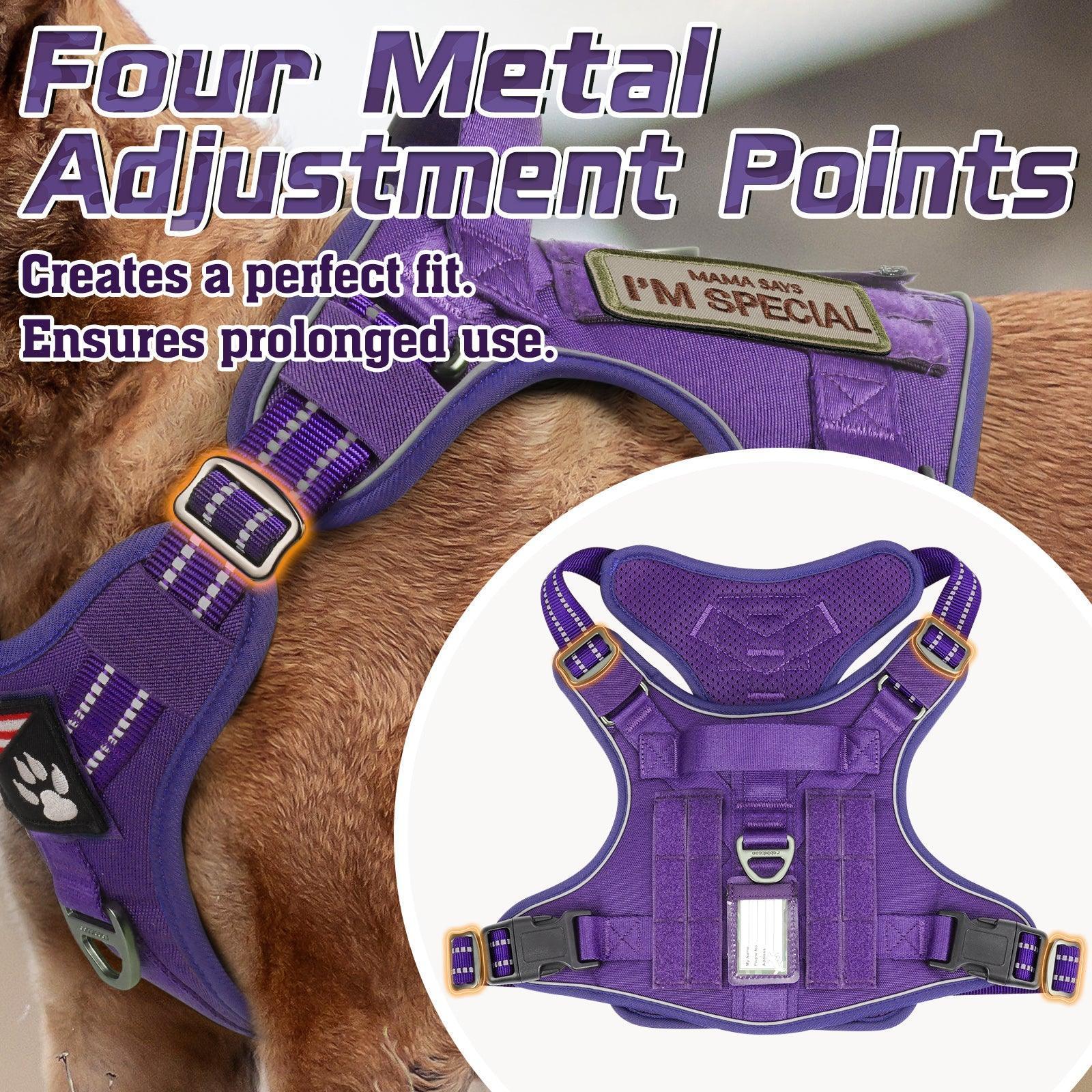 Colorful Escape Proof Tactical Dog Vest Harness - Purple 