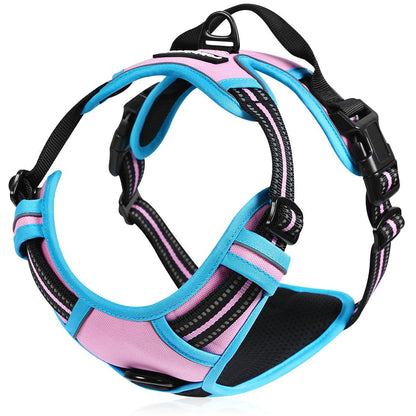 Rabbitgoo Multicolored No Pull Dog Harness - Pink & Blue / XS