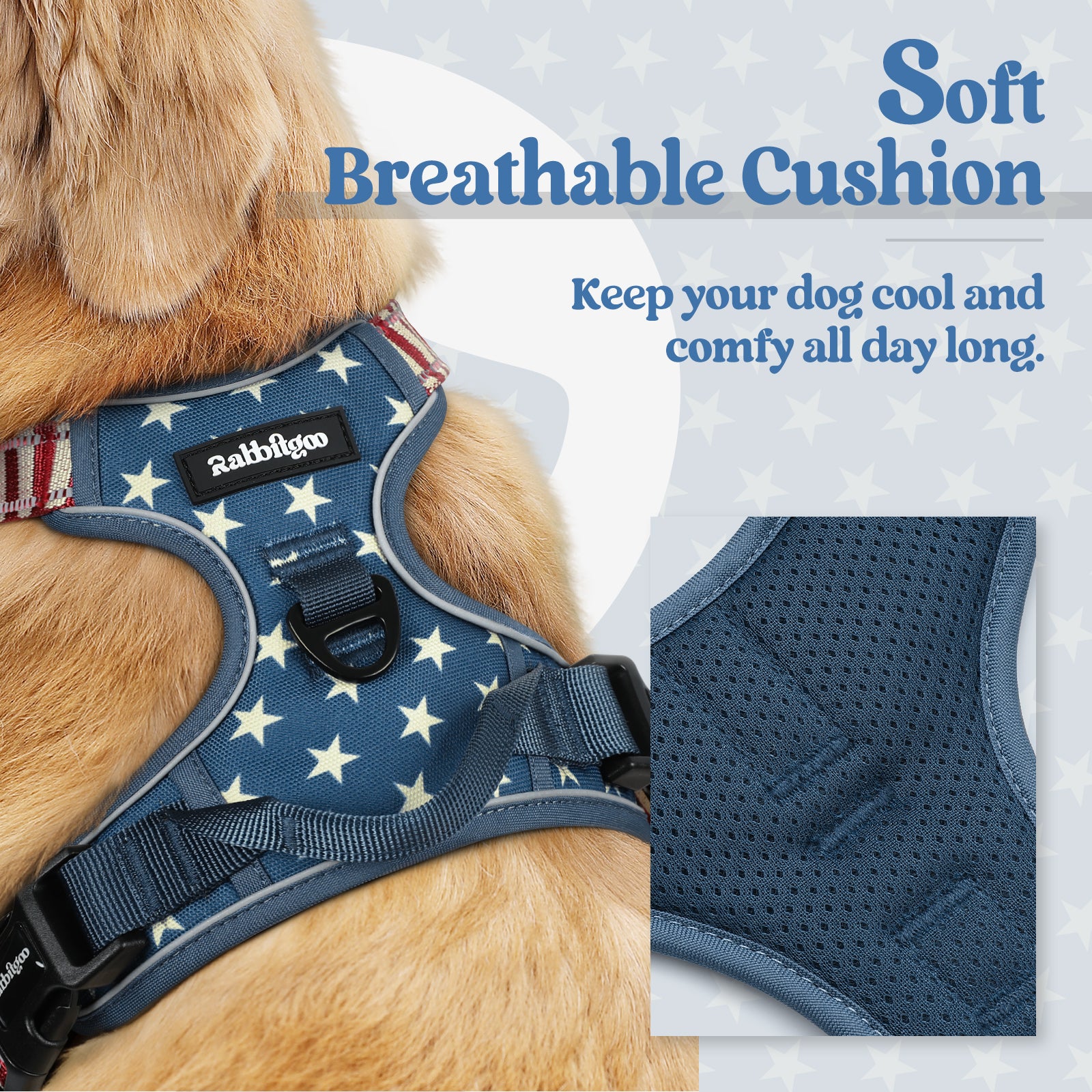 Urban Grid No Pull Dog Harness - Blue Star
