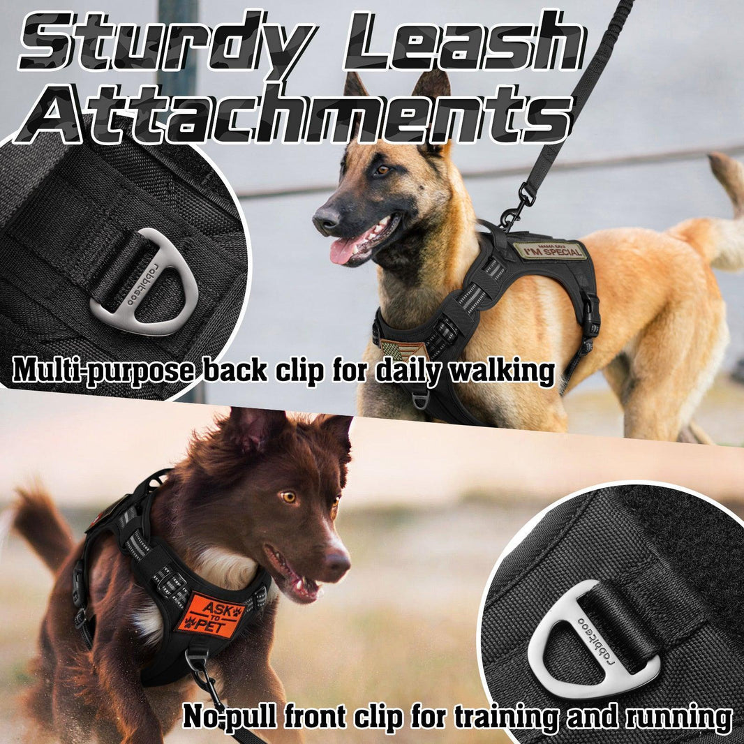 Solid Escape Proof Tactical Dog Vest Harness - Black