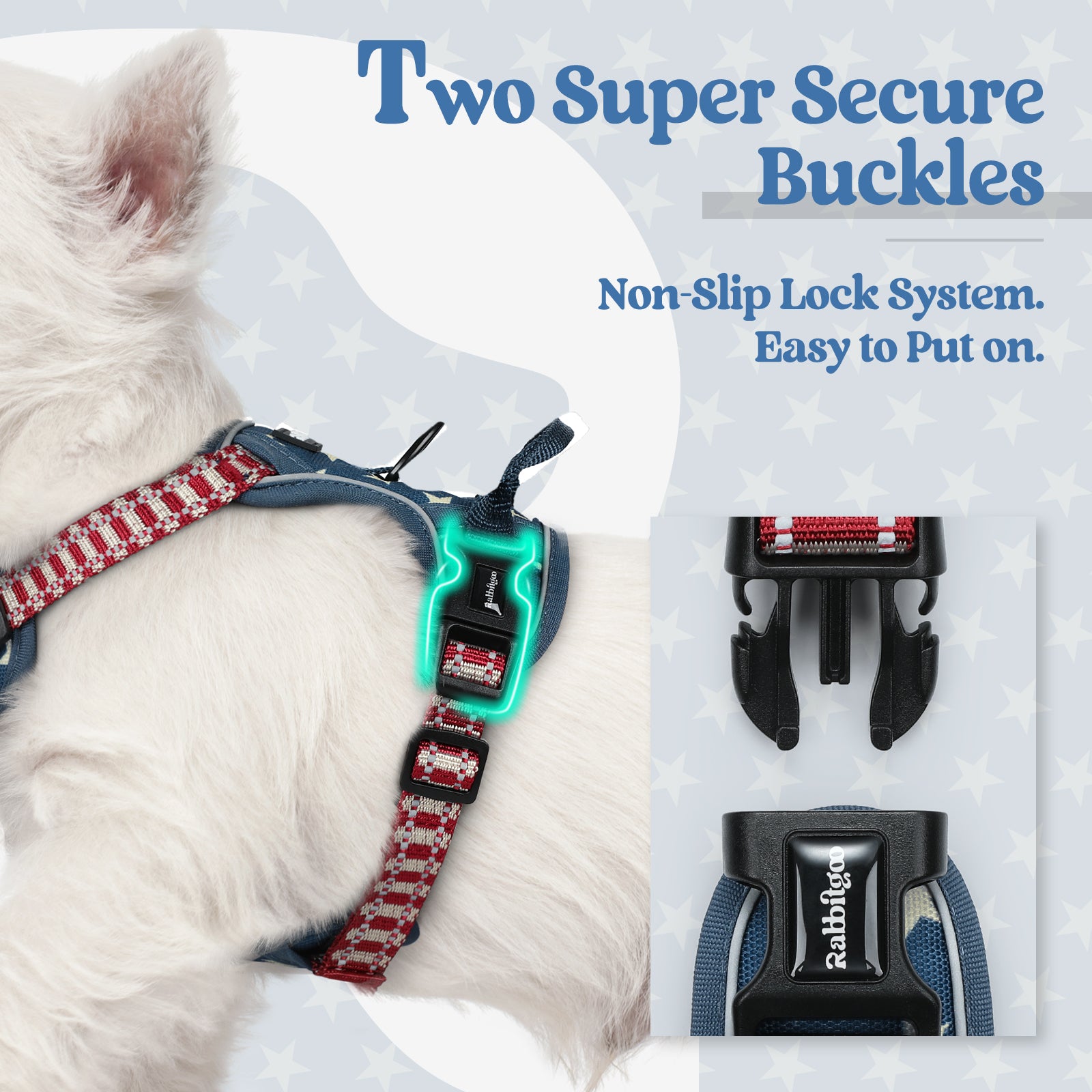 Urban Grid No Pull Dog Harness - Blue Star