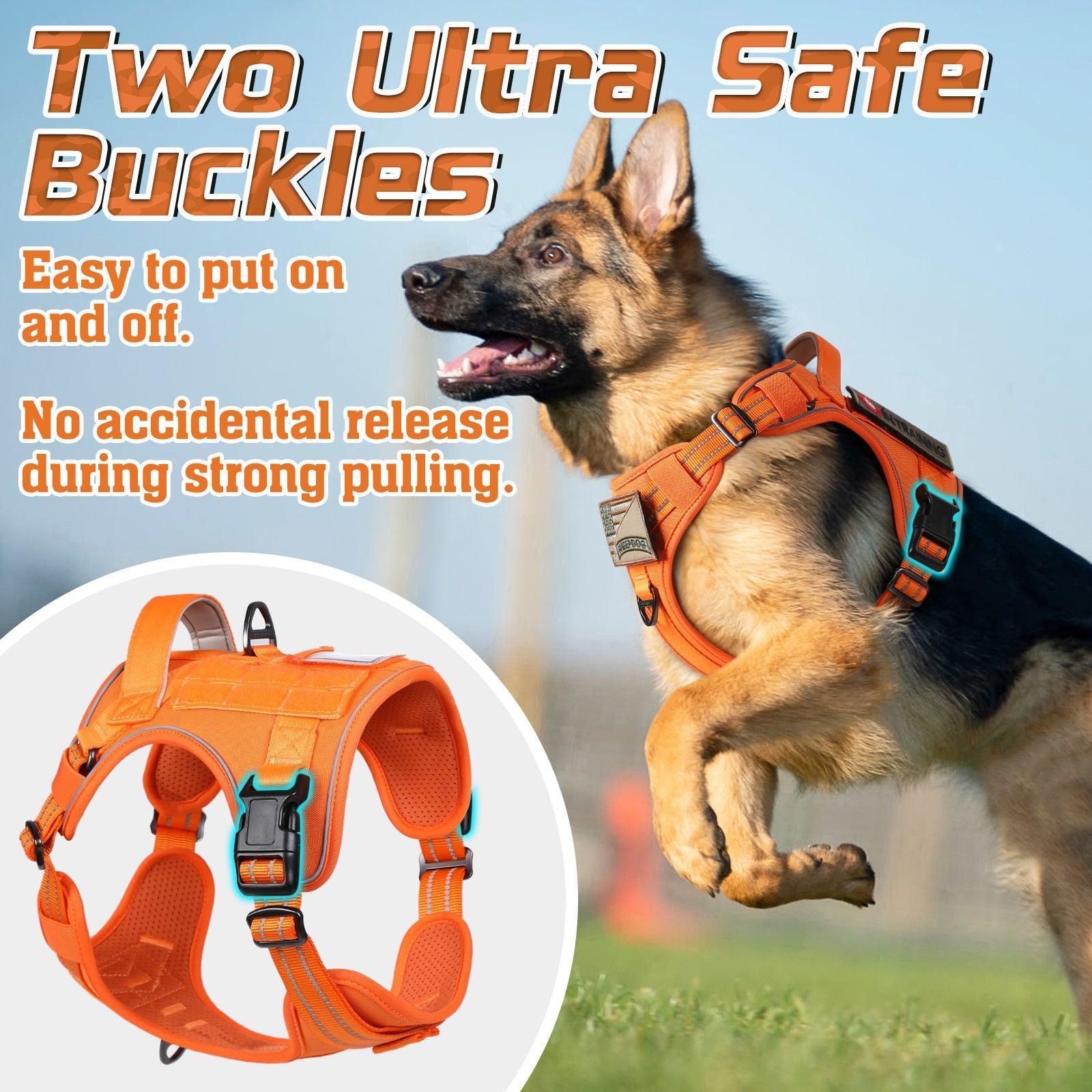 Colorful Escape Proof Tactical Dog Vest Harness - Orange 