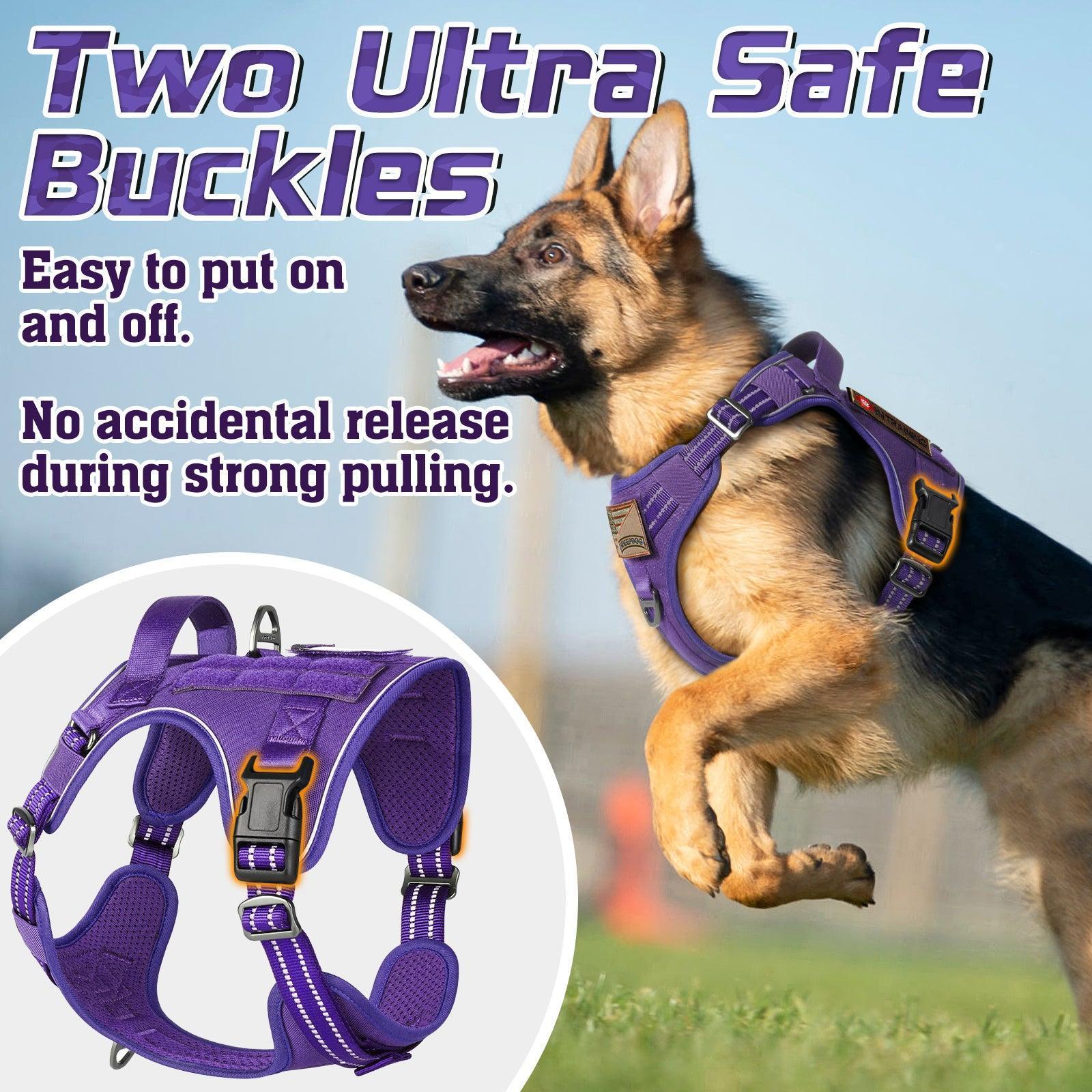 Colorful Escape Proof Tactical Dog Vest Harness - Purple 