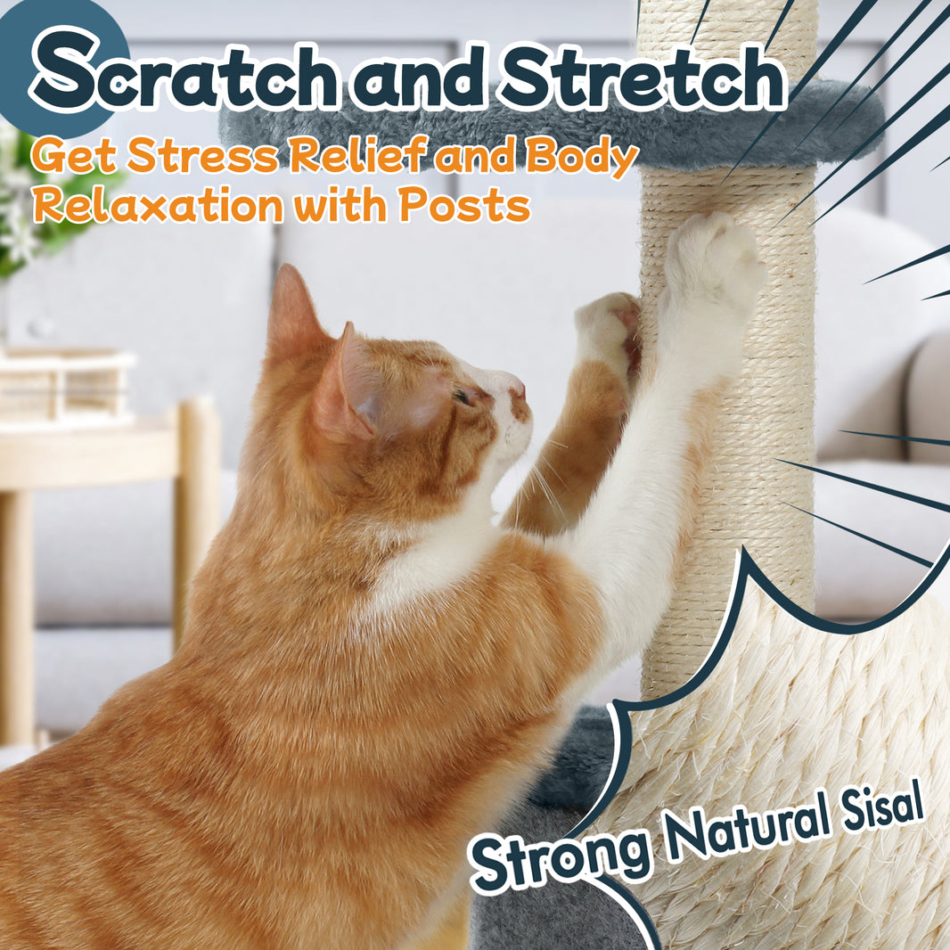 Rabbitgoo 33" Cat Tree for Indoor Kittens - Dark Grey / 19.2"L x 16.8"W x 33.45"H