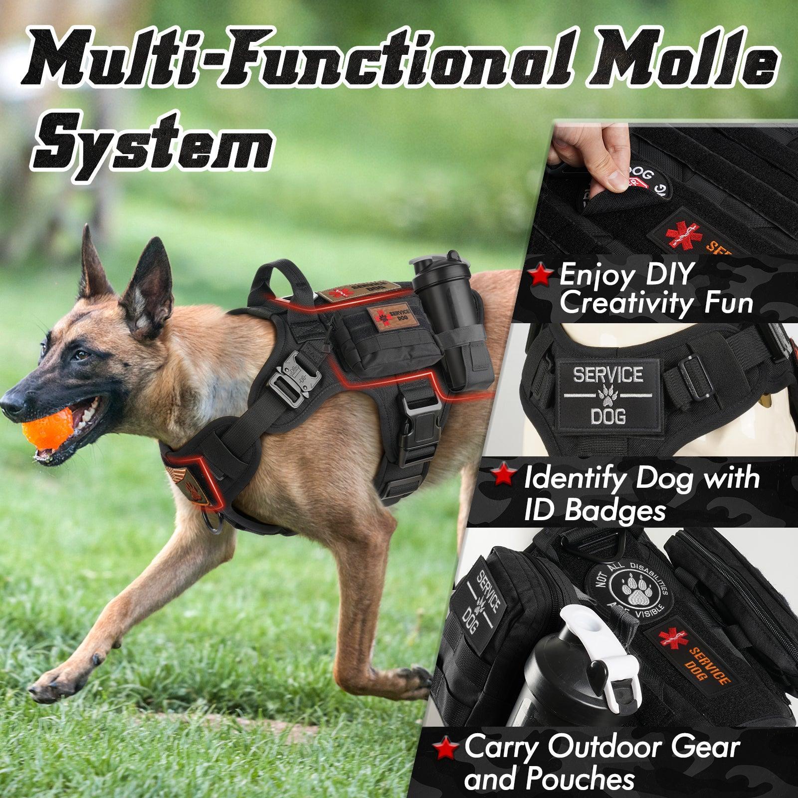 PAWTRENDER Tactical Dog Harness for Large Dogs - Black 
