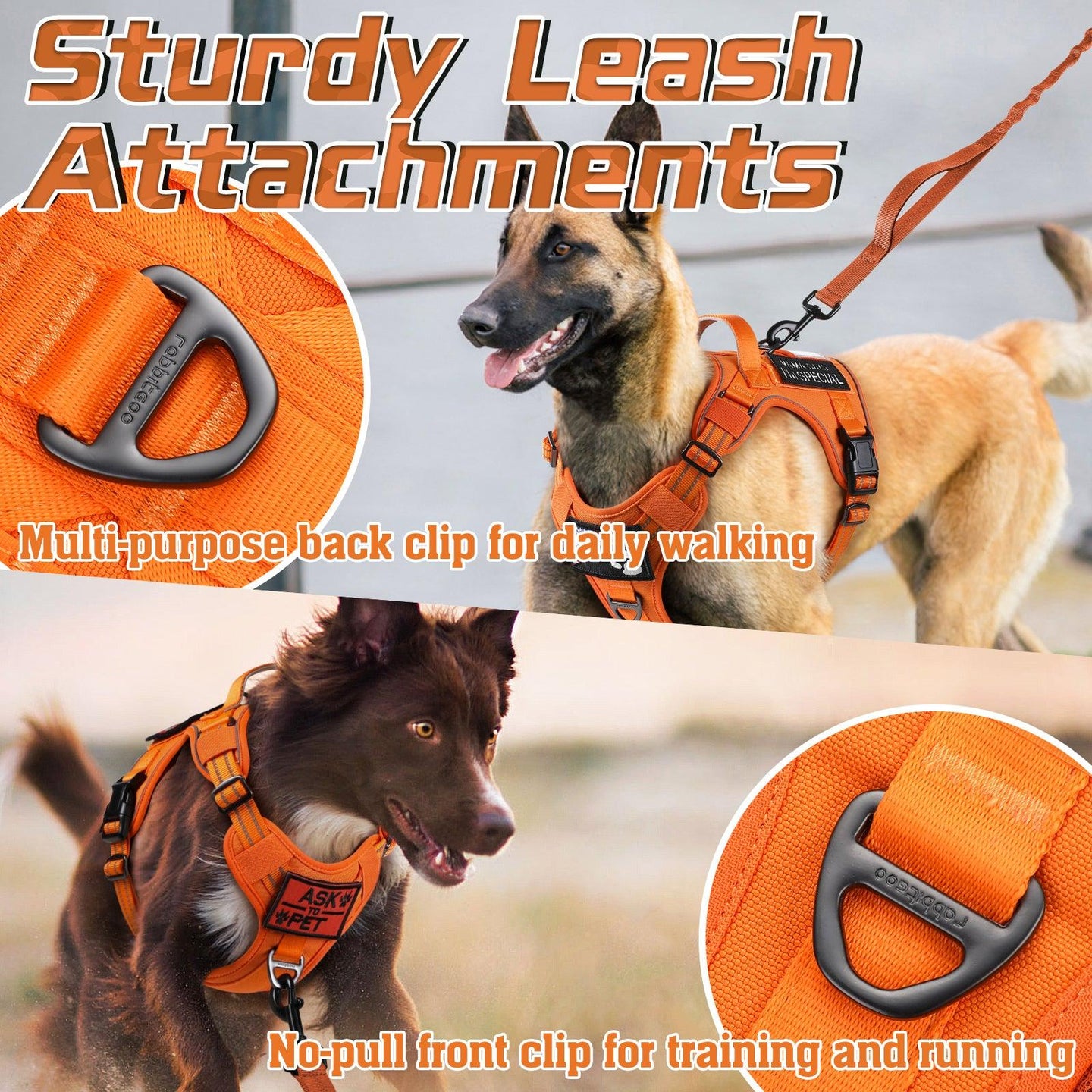 Colorful Escape Proof Tactical Dog Vest Harness - Rabbitgoo