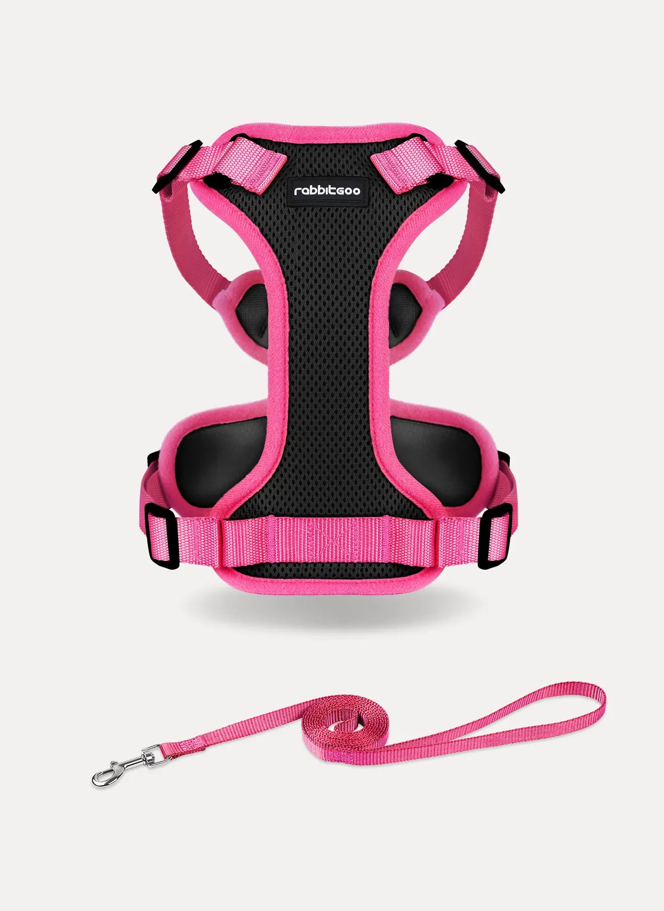 Rabbitgoo Fusion Adjustable cat harness and leash set - Black & Rose Red