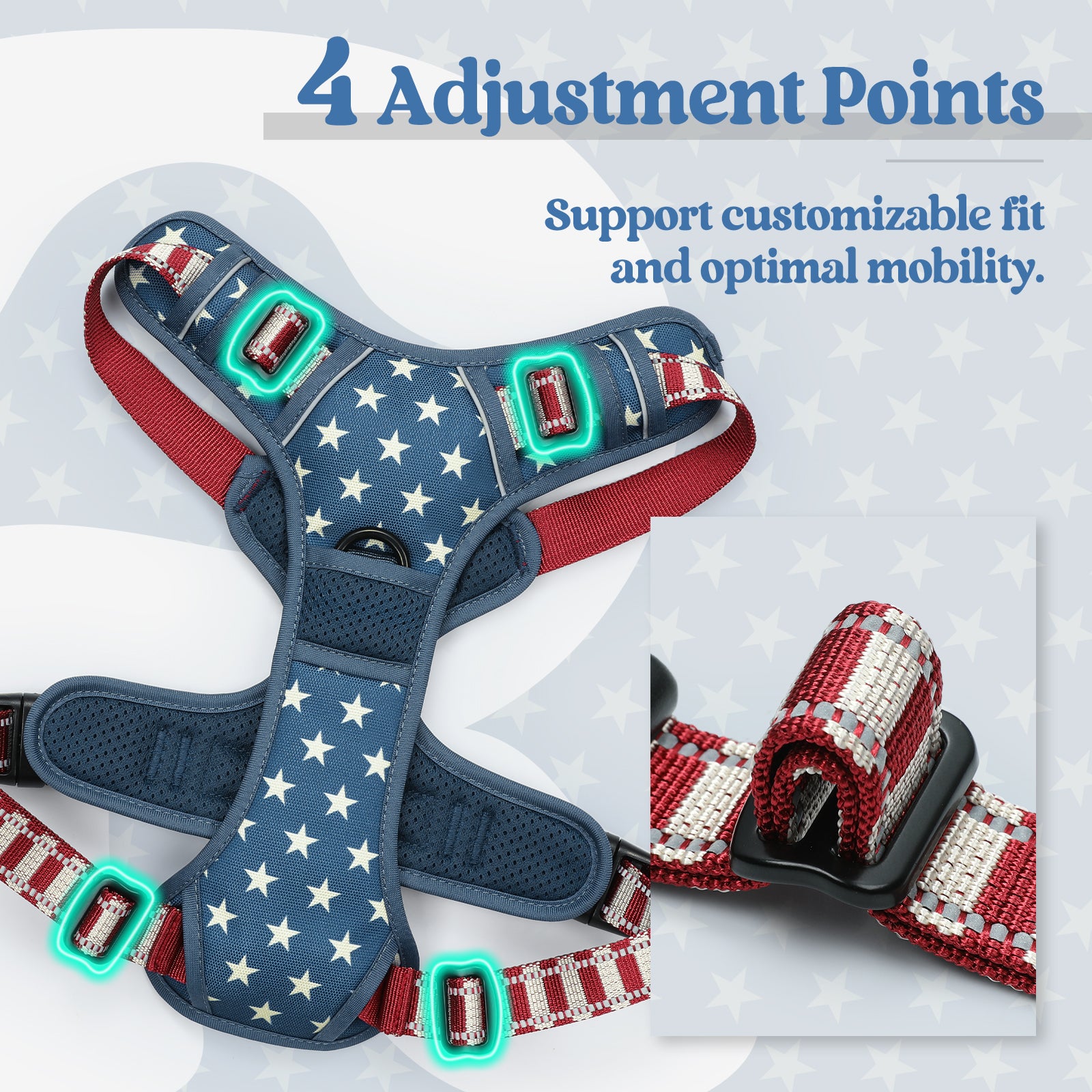 Urban Grid No Pull Dog Harness - Blue Star