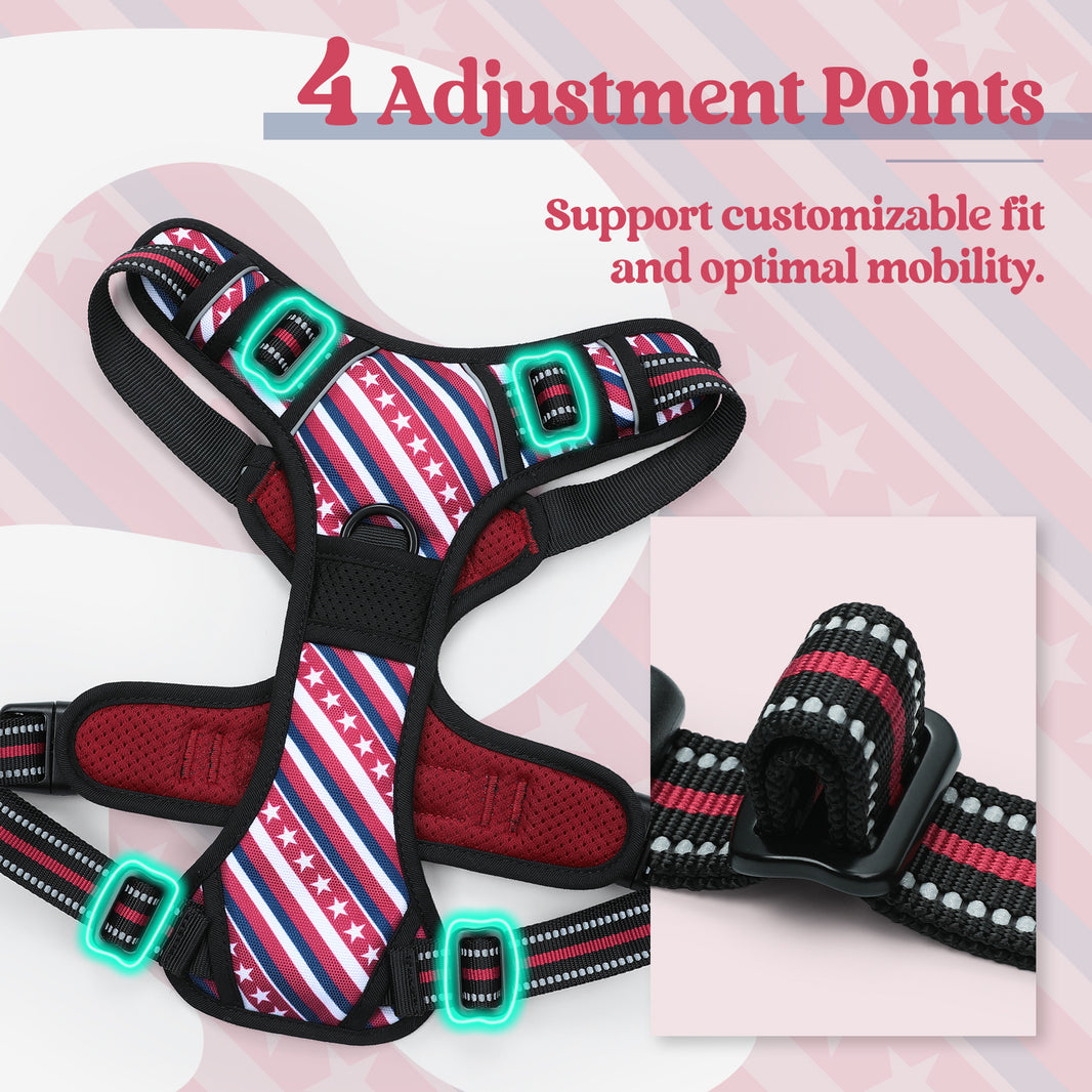 Urban Grid No Pull Dog Harness - Red Stripe