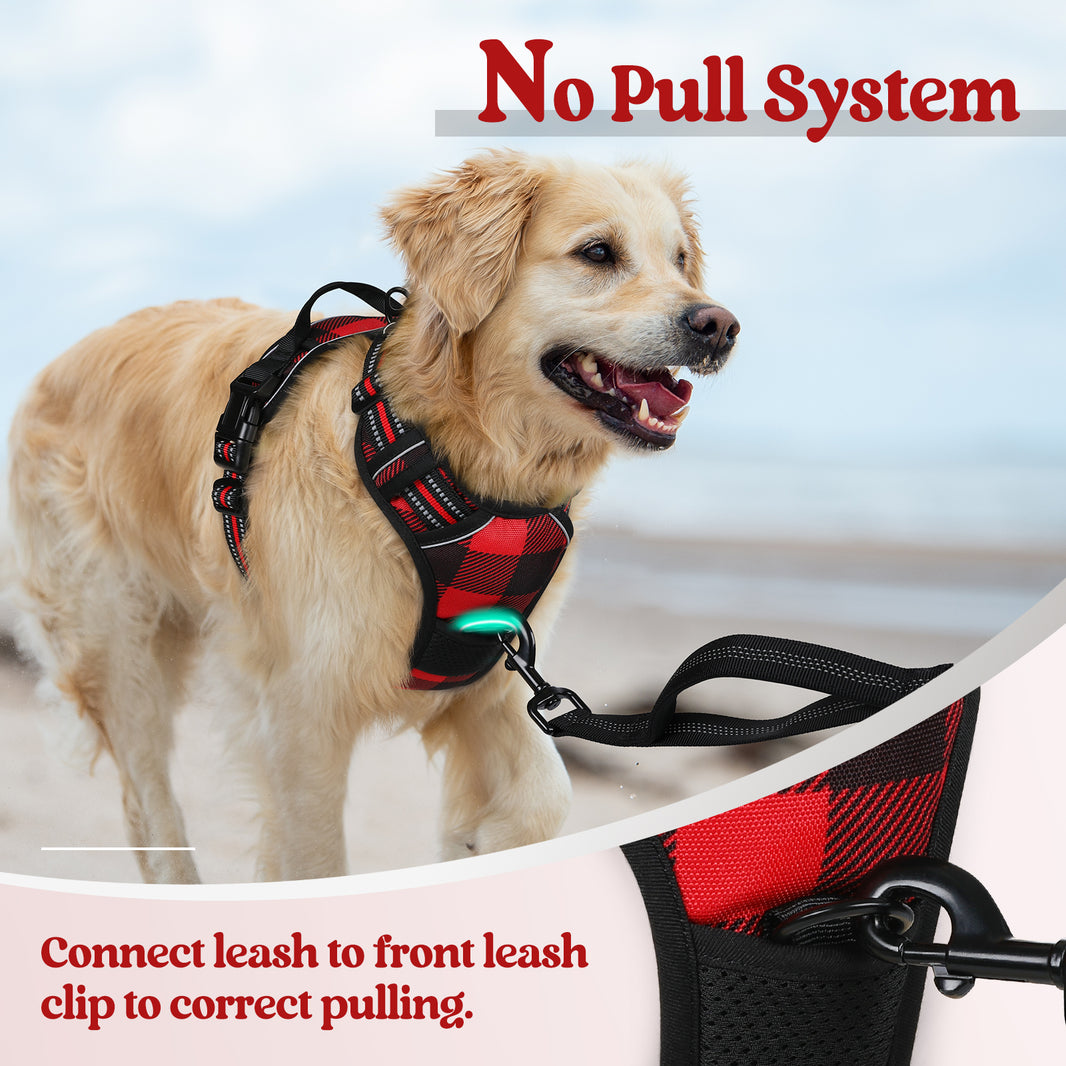 Urban Grid No Pull Dog Harness - Checkered Red