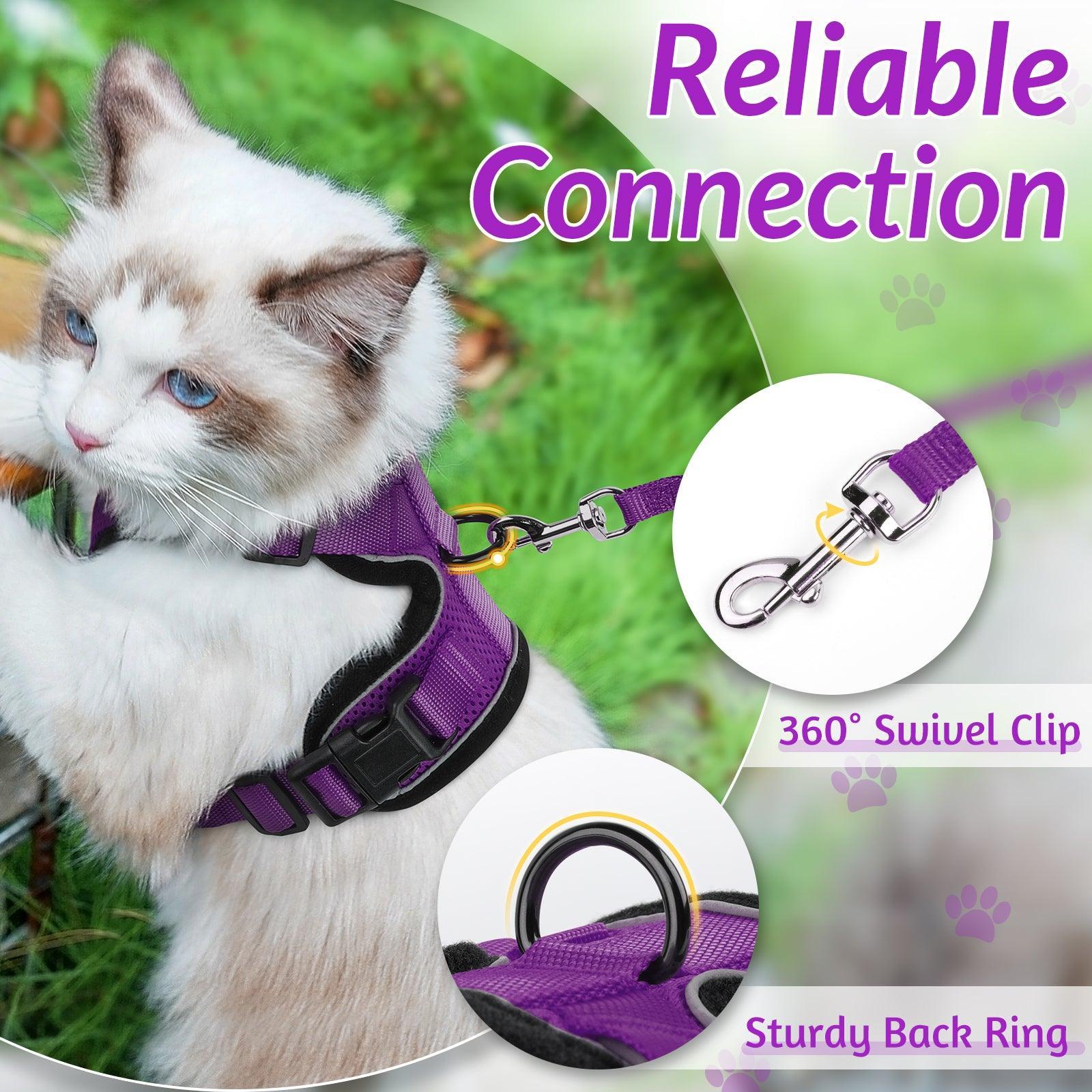 Rabbitgoo Adjustable Cat Harness and Leash Set - Pruple
