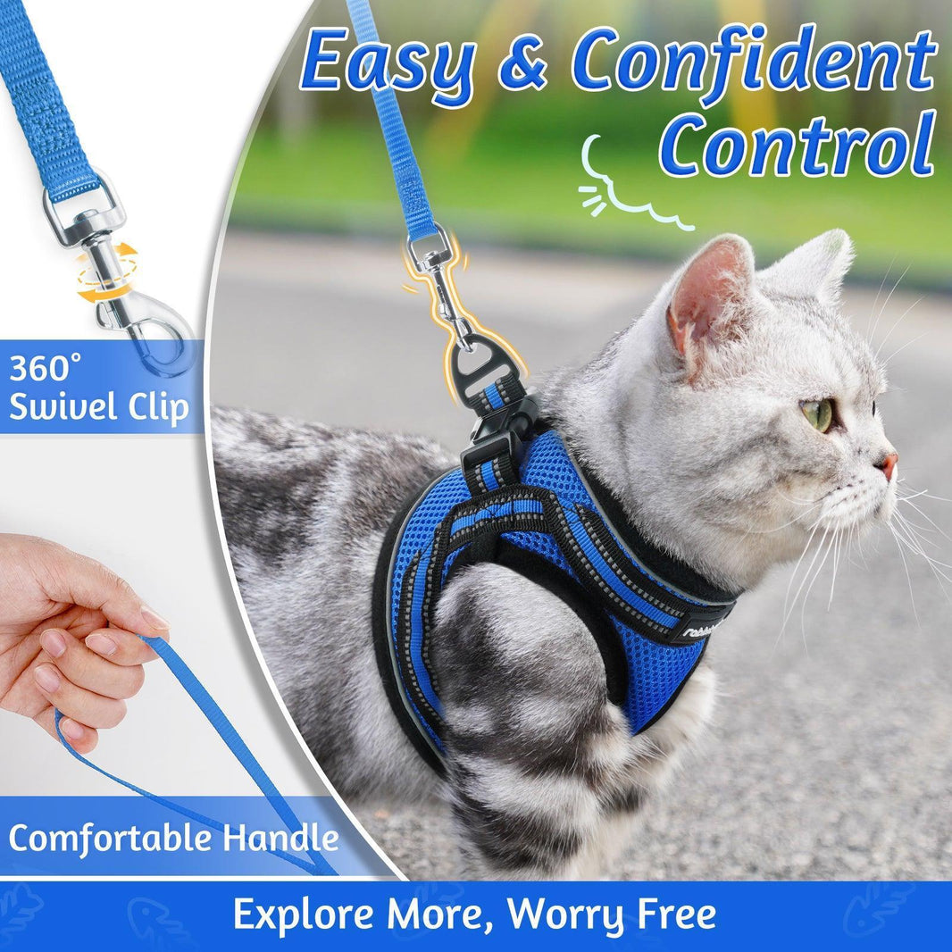 Rabbitgoo Escape Proof Cat Harness and Leash Set - Blue
