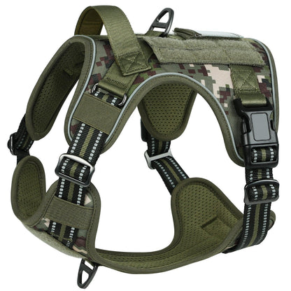 Camo Escape Proof Tactical Dog Vest Harness - Green camo