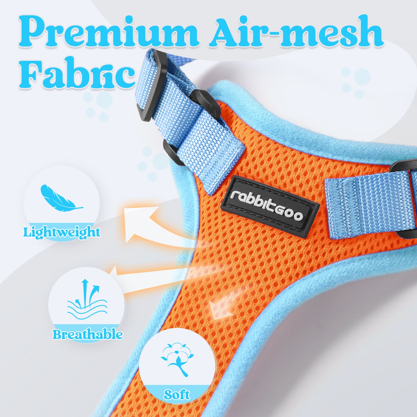 Rabbitgoo 2-tone Adjustable cat harness and leash set - New