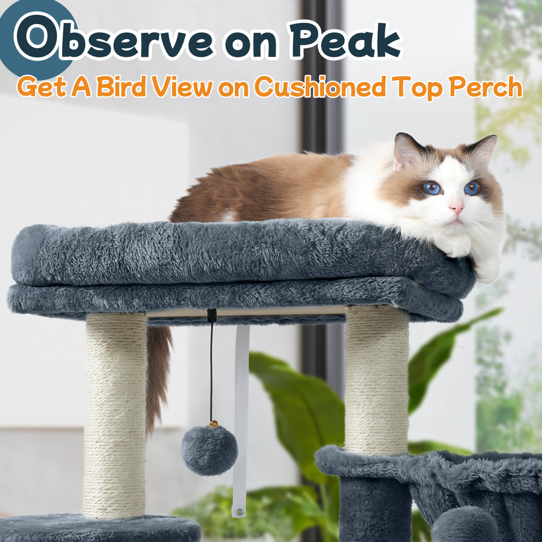 Rabbitgoo 33" Cat Tree for Indoor Kittens - Dark Grey / 19.2"L x 16.8"W x 33.45"H