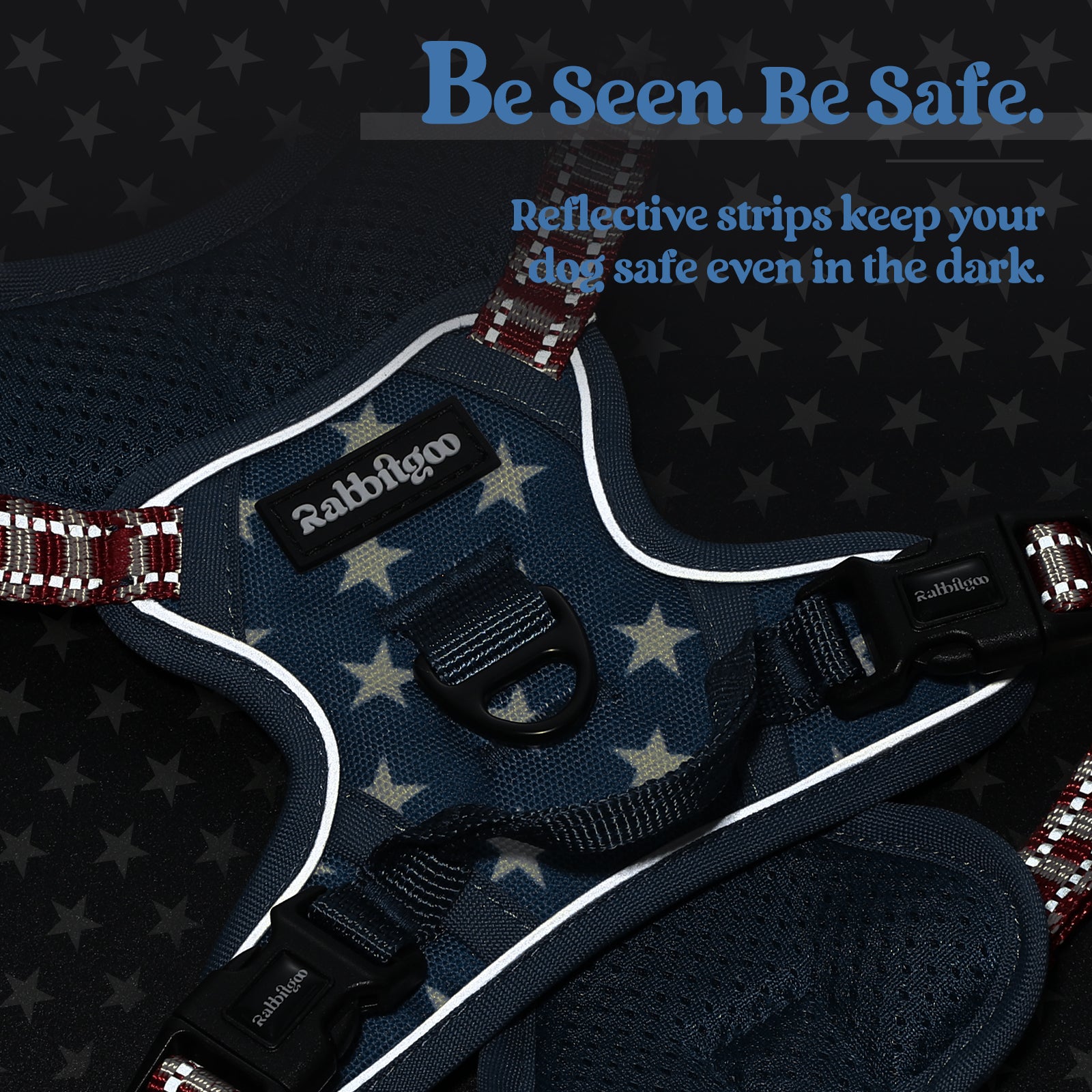 Urban Grid No Pull Dog Harness - Blue Star