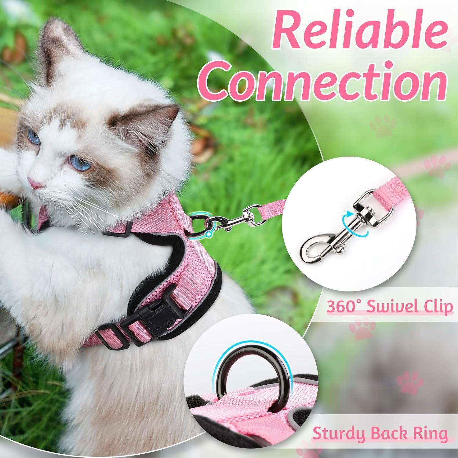 Rabbitgoo Adjustable Cat Harness and Leash Set - Pink