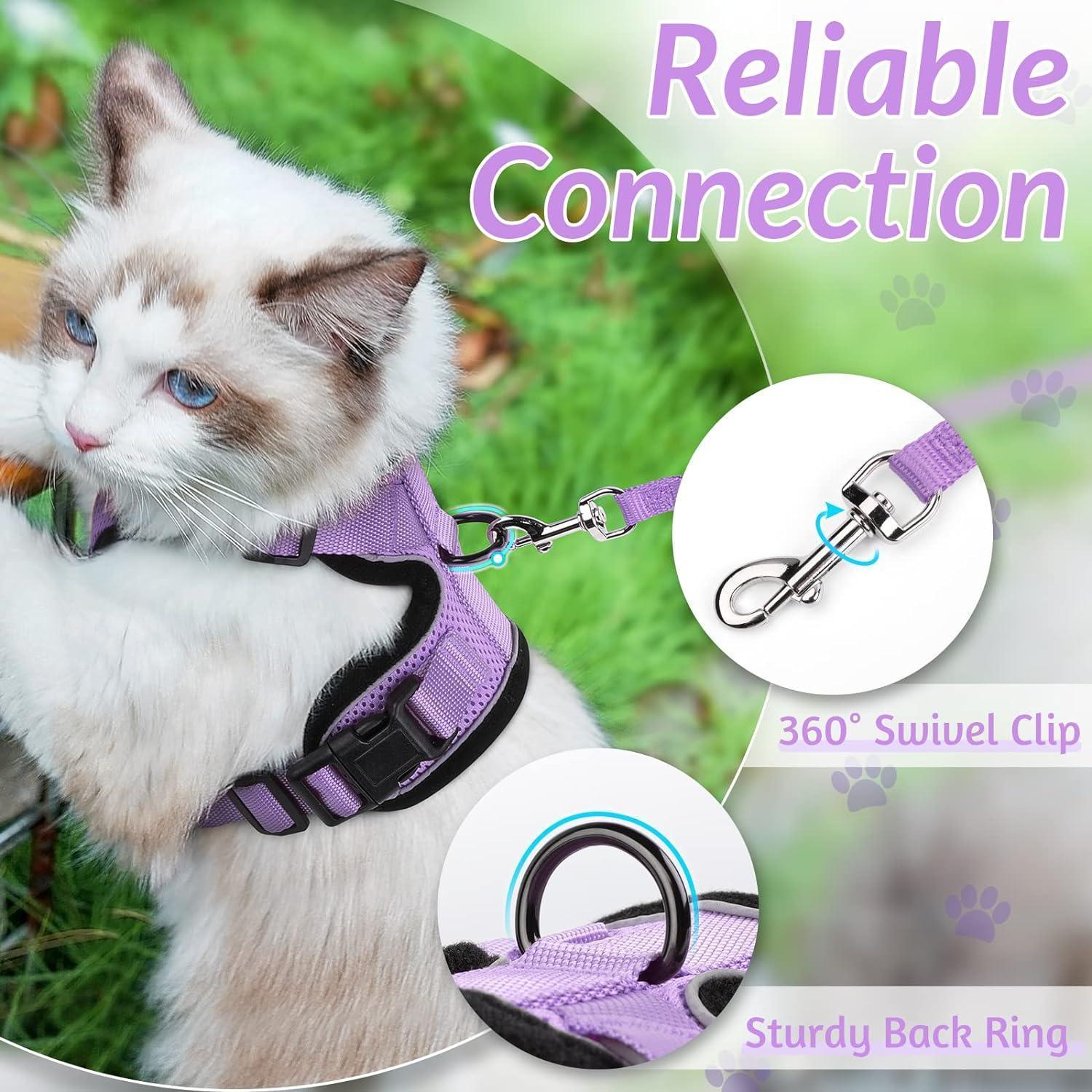 Rabbitgoo Adjustable Cat Harness and Leash Set - Light Purple