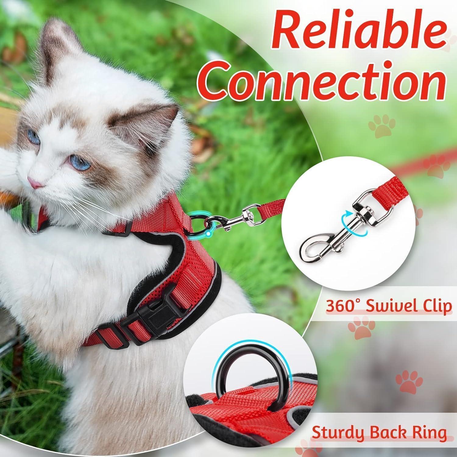 Rabbitgoo Adjustable Cat Harness and Leash Set - Red