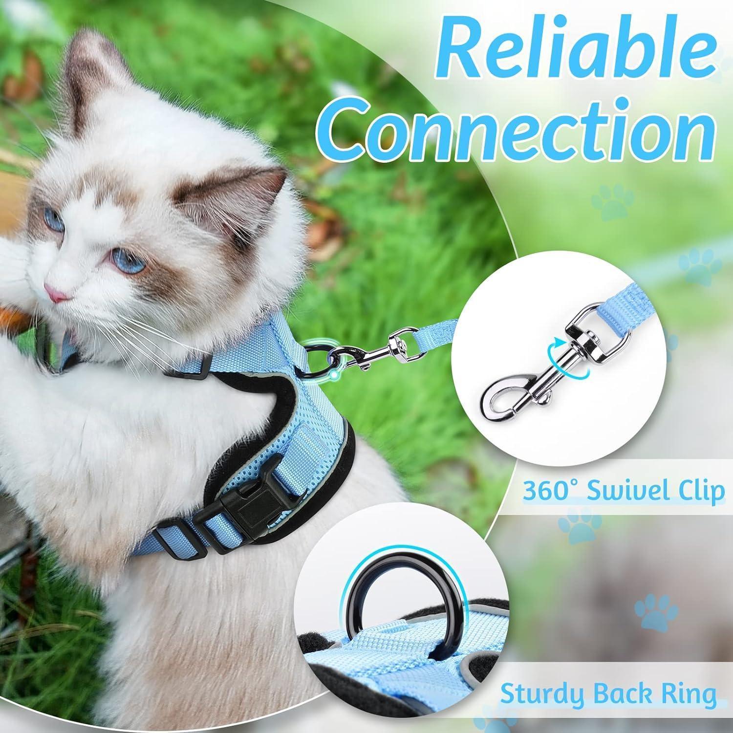 Rabbitgoo Adjustable Cat Harness and Leash Set - Light Blue