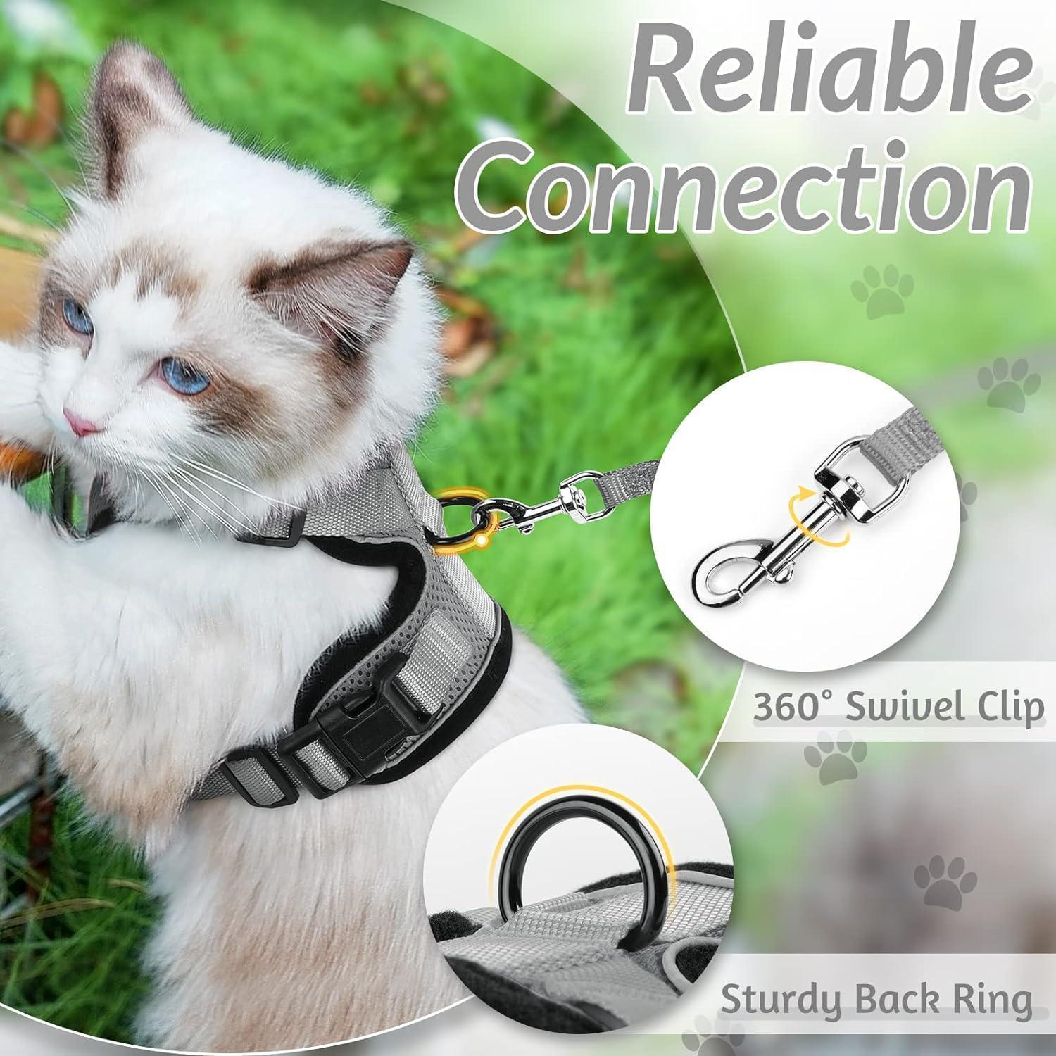 Rabbitgoo Adjustable Cat Harness and Leash Set - Grey
