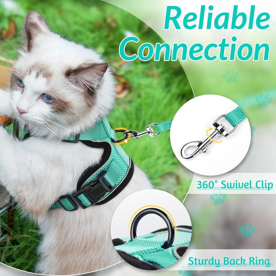 Rabbitgoo Classic Adjustable Cat Harness and Leash Set - Emerald