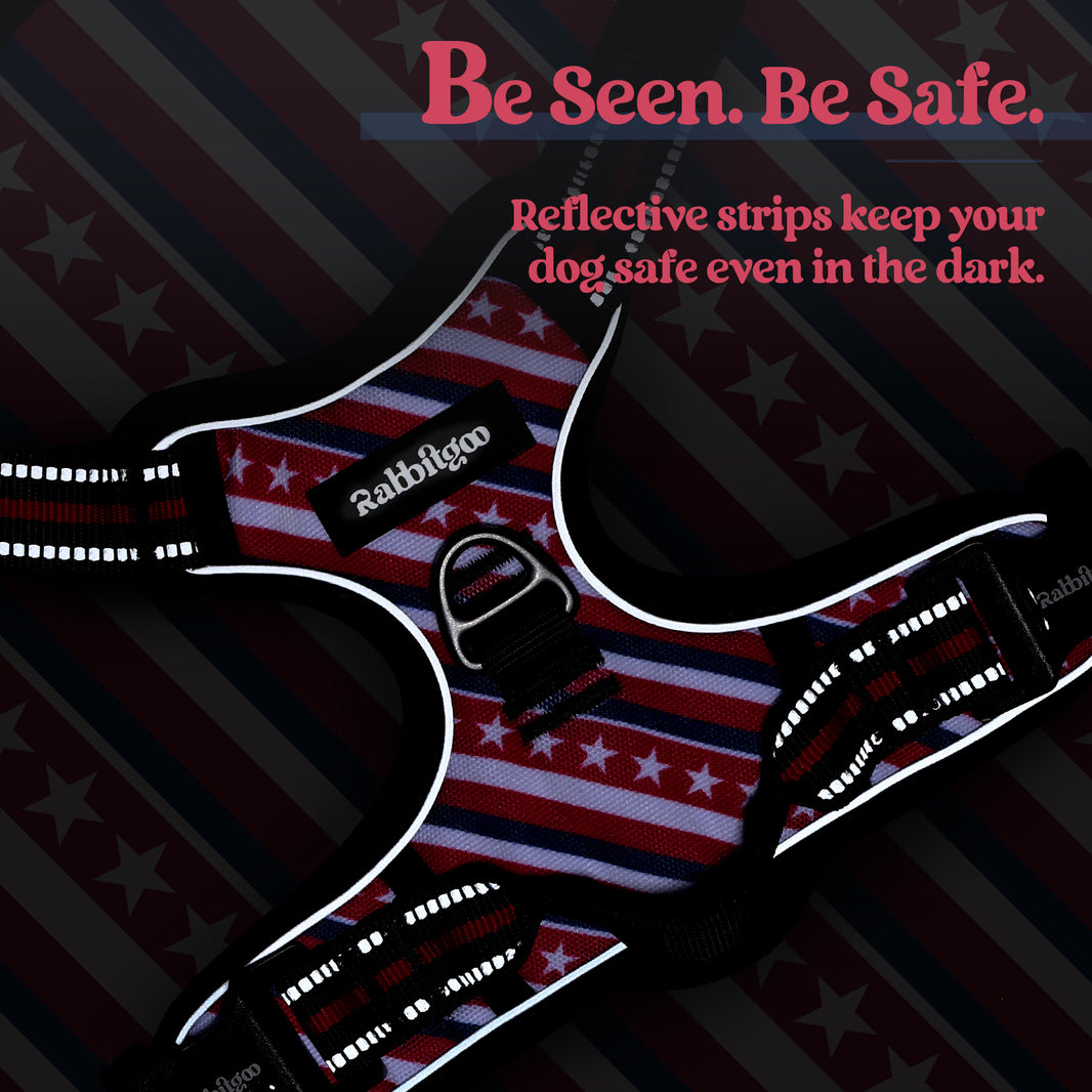 Urban Grid No Pull Dog Harness - Red Stripe