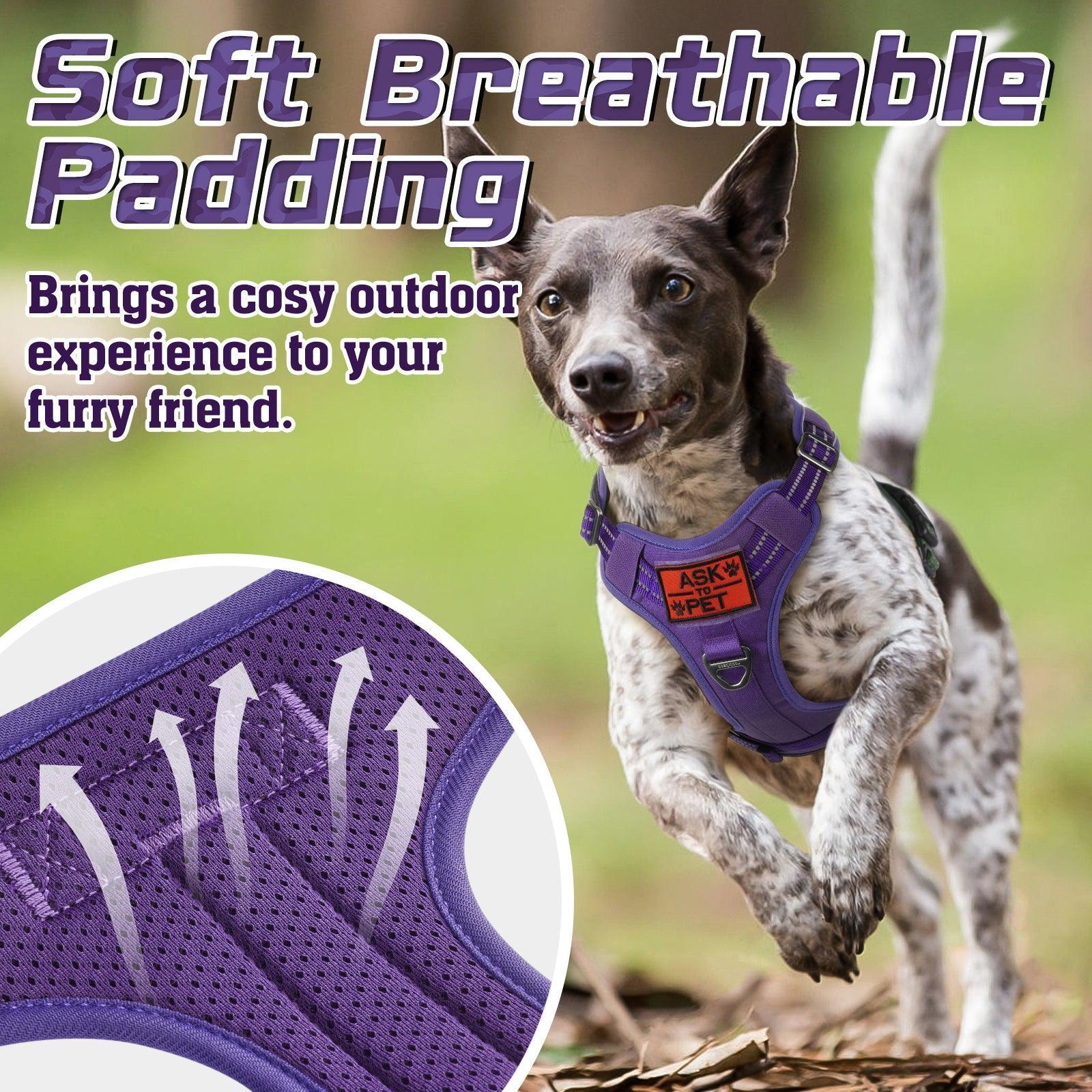 Colorful Escape Proof Tactical Dog Vest Harness - Purple 