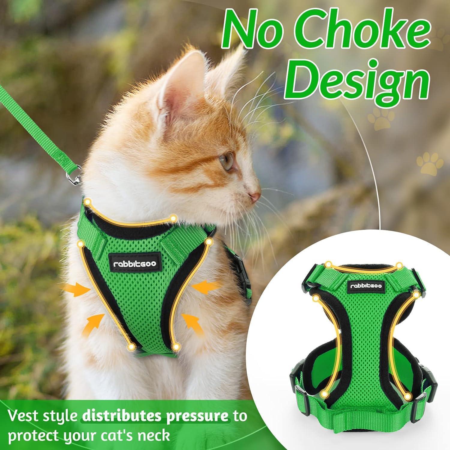Rabbitgoo Adjustable Cat Harness and Leash Set - Grass Green