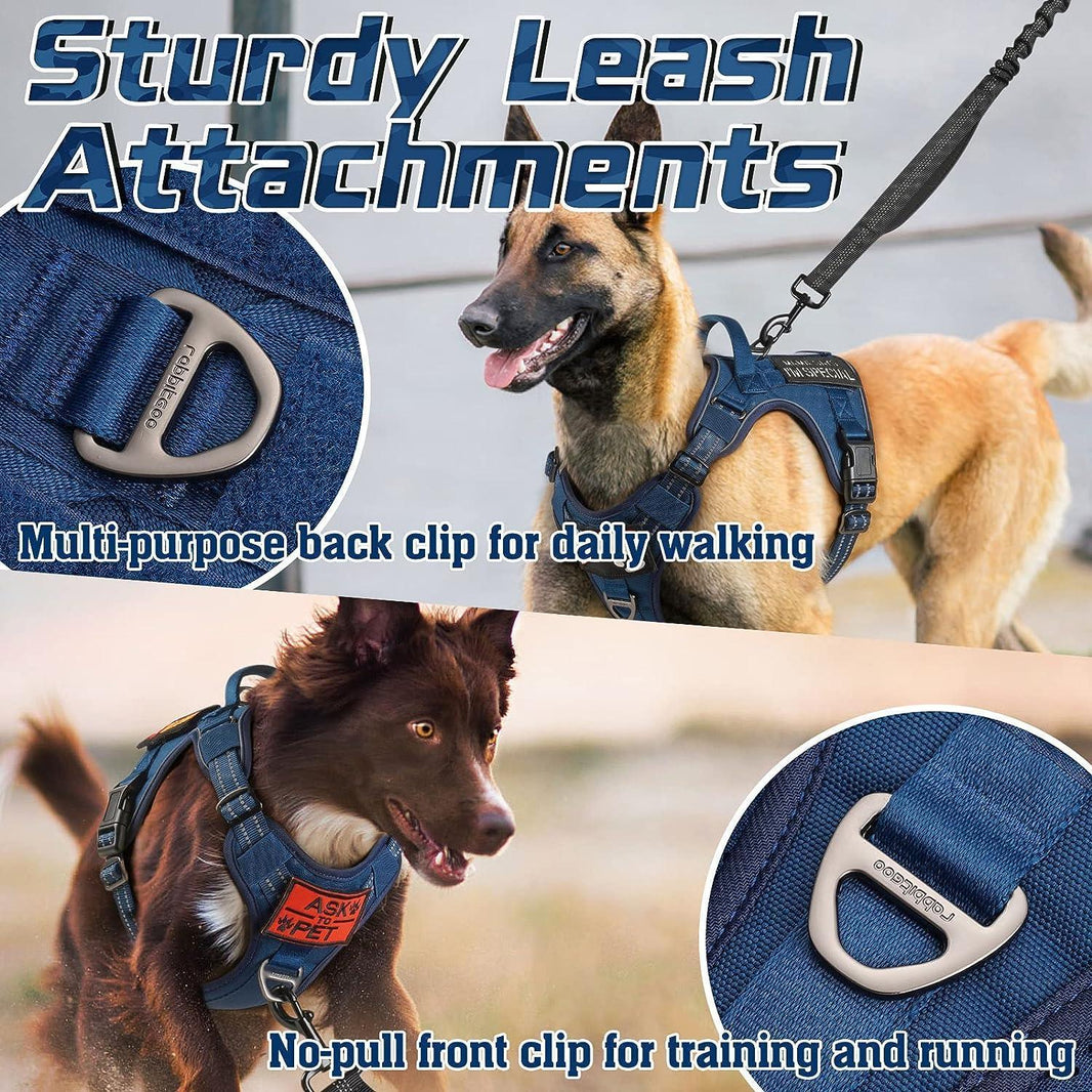 Solid Escape Proof Tactical Dog Vest Harness - Blue