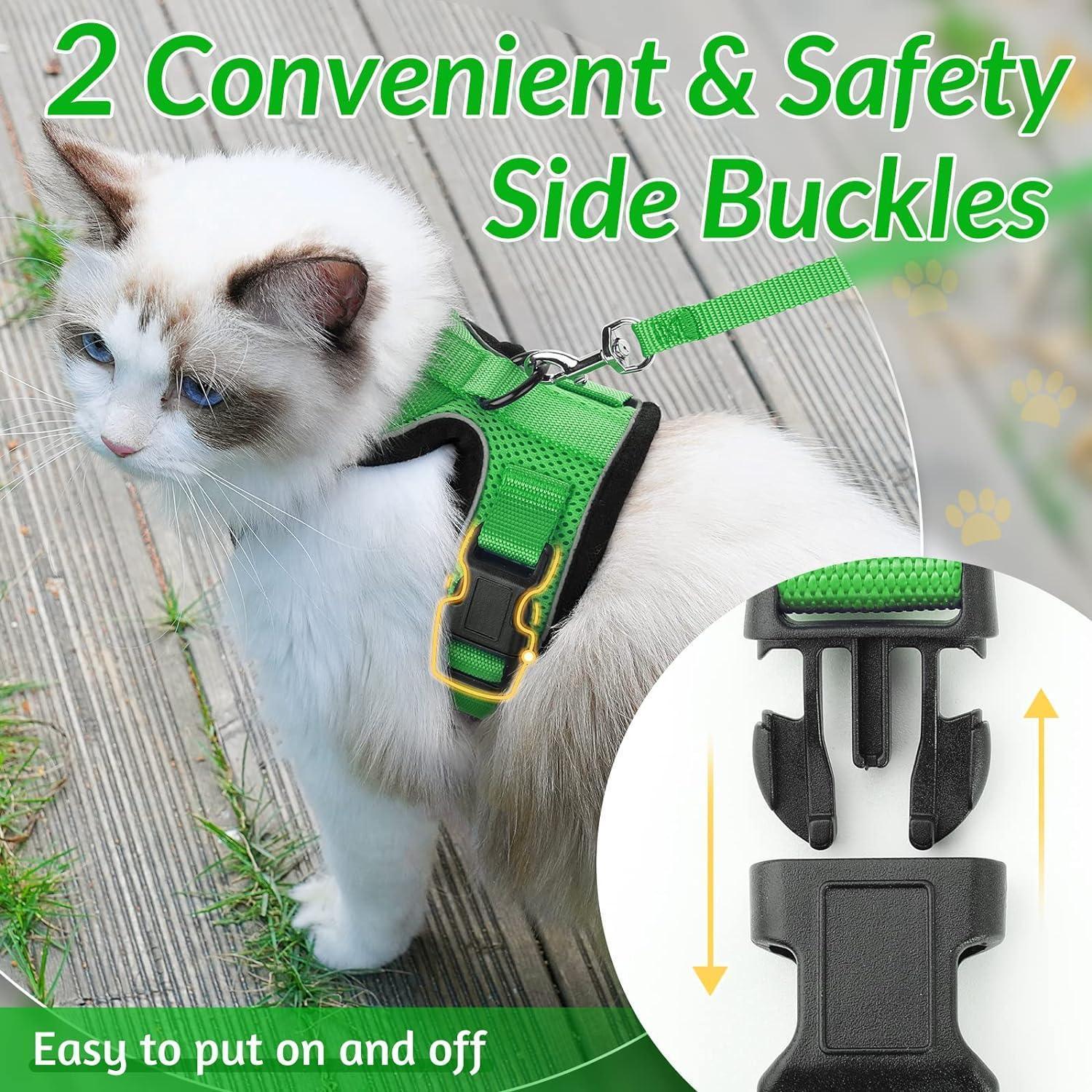 Rabbitgoo Adjustable Cat Harness and Leash Set - Grass Green
