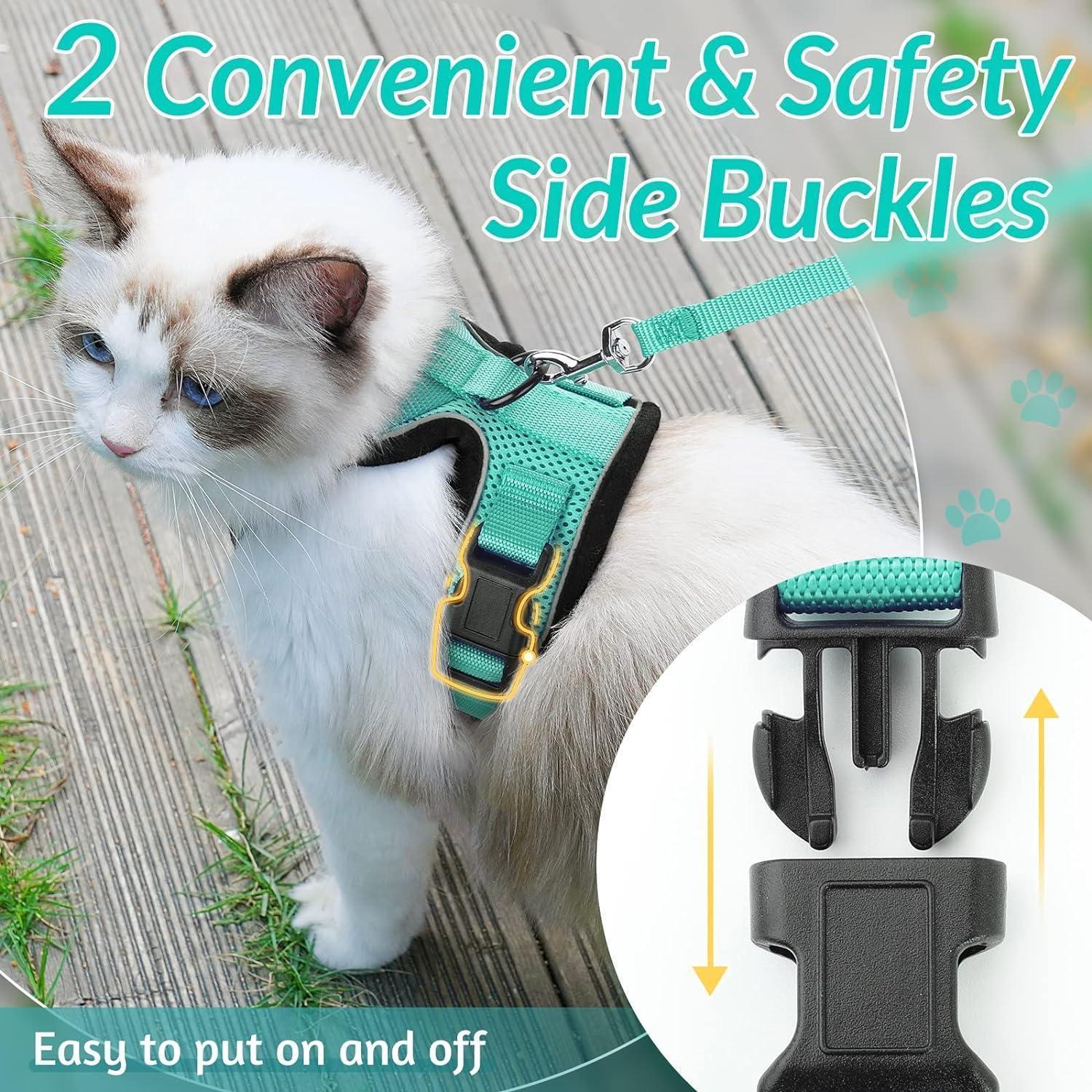 Rabbitgoo Adjustable Cat Harness and Leash Set - Emerald