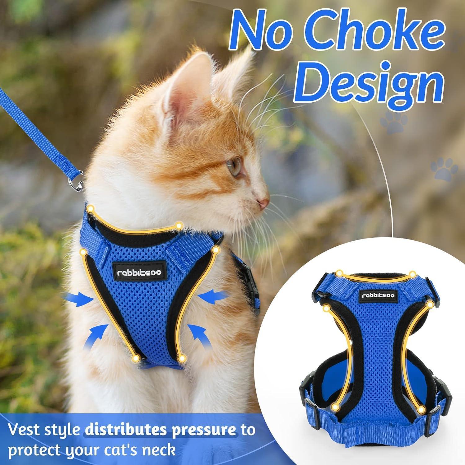 Rabbitgoo Adjustable Cat Harness and Leash Set - Navy Blue
