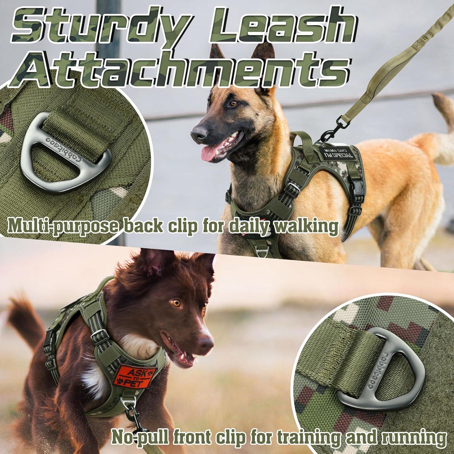 Camo Escape Proof Tactical Dog Vest Harness - Green camo