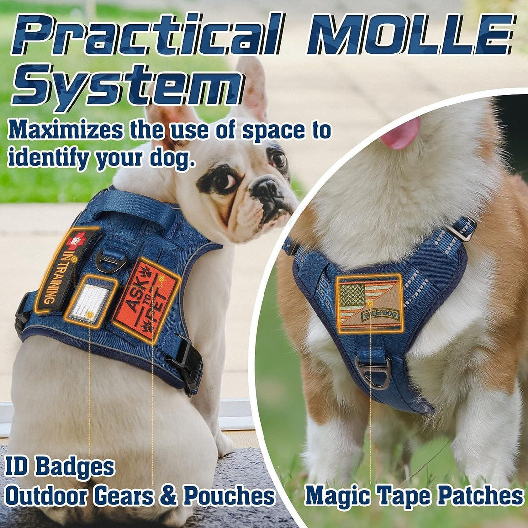 Solid Escape Proof Tactical Dog Vest Harness - Blue