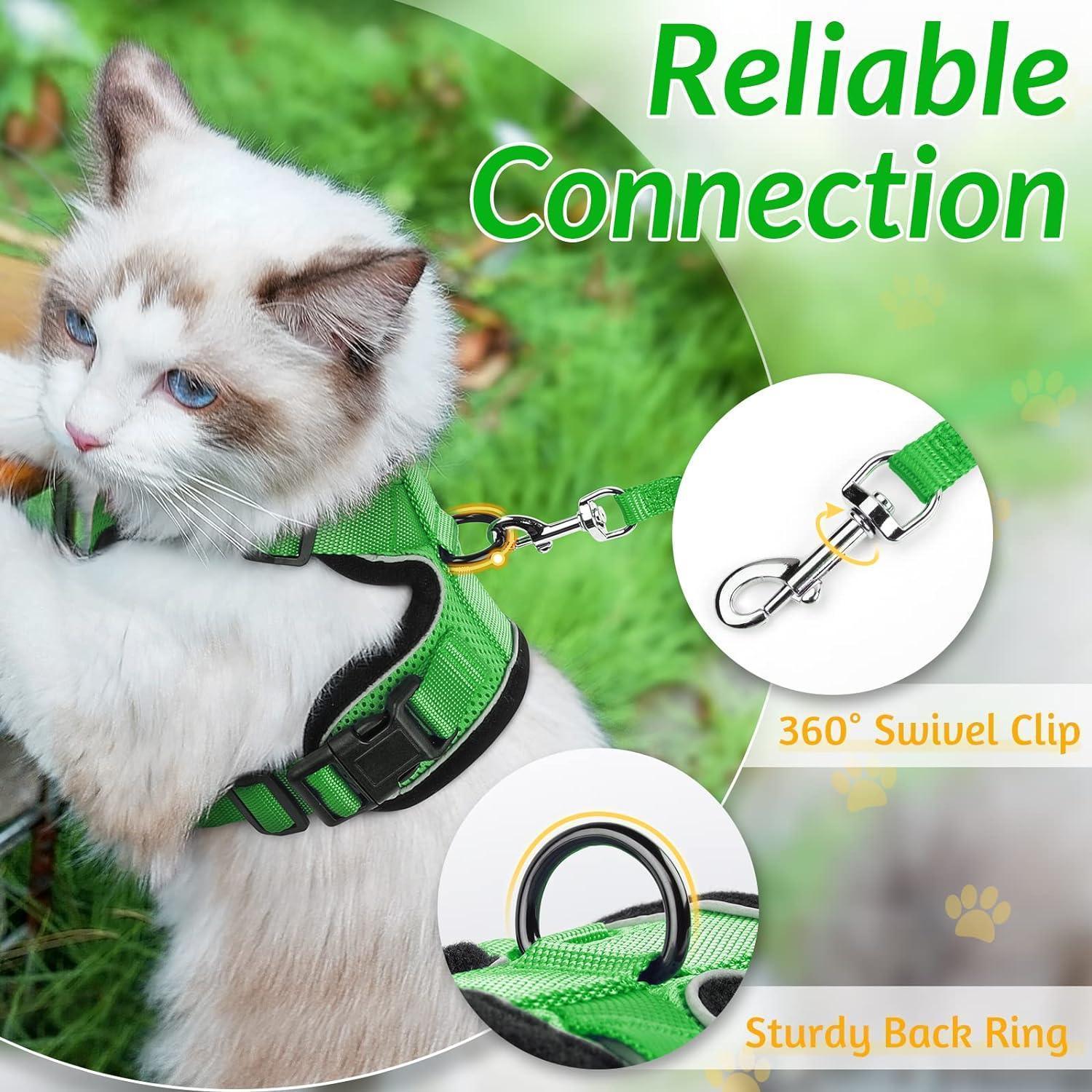 Rabbitgoo Adjustable Cat Harness and Leash Set - Grass Green