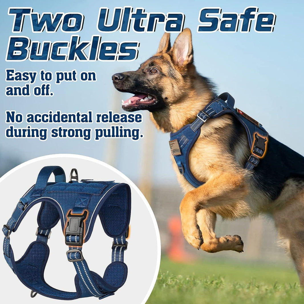 Solid Escape Proof Tactical Dog Vest Harness - Blue