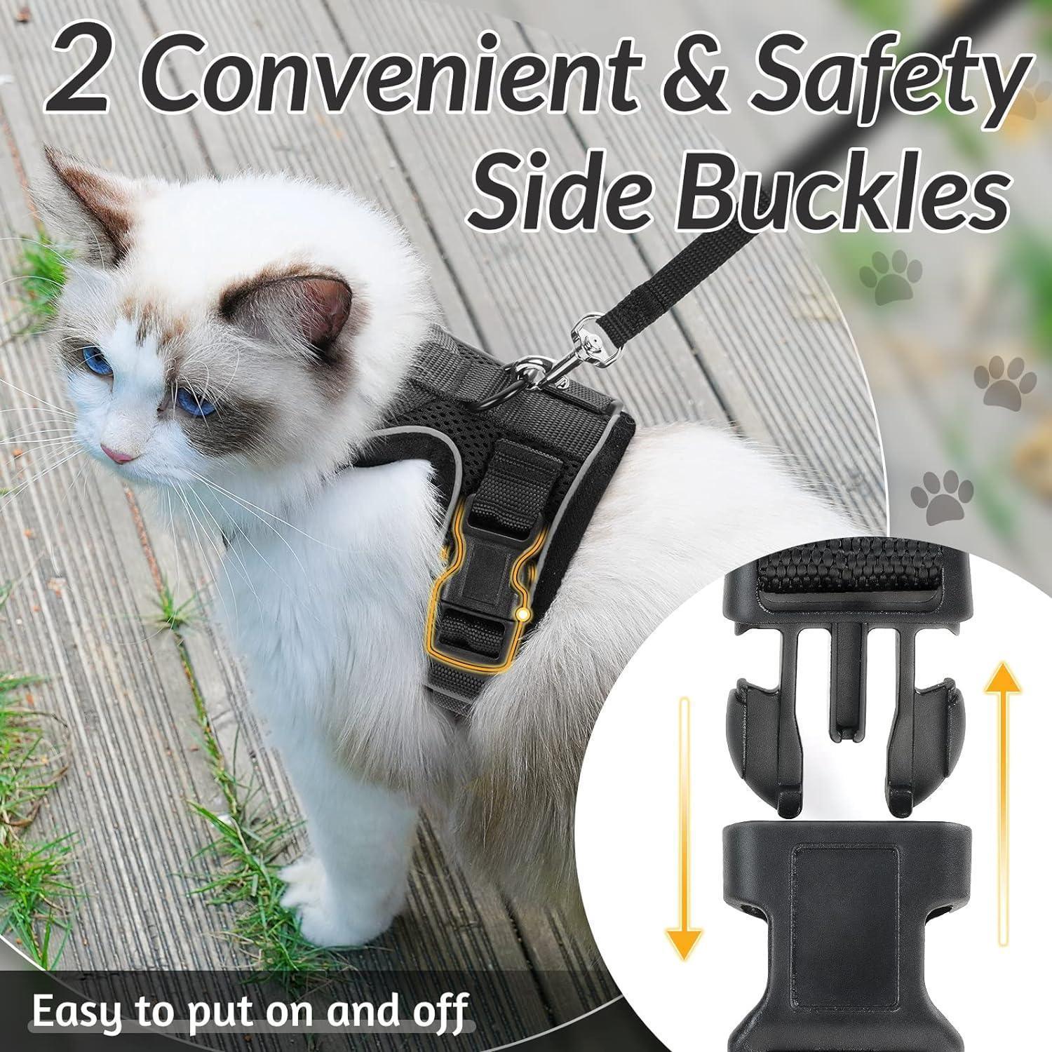Rabbitgoo Adjustable Cat Harness and Leash Set - Black