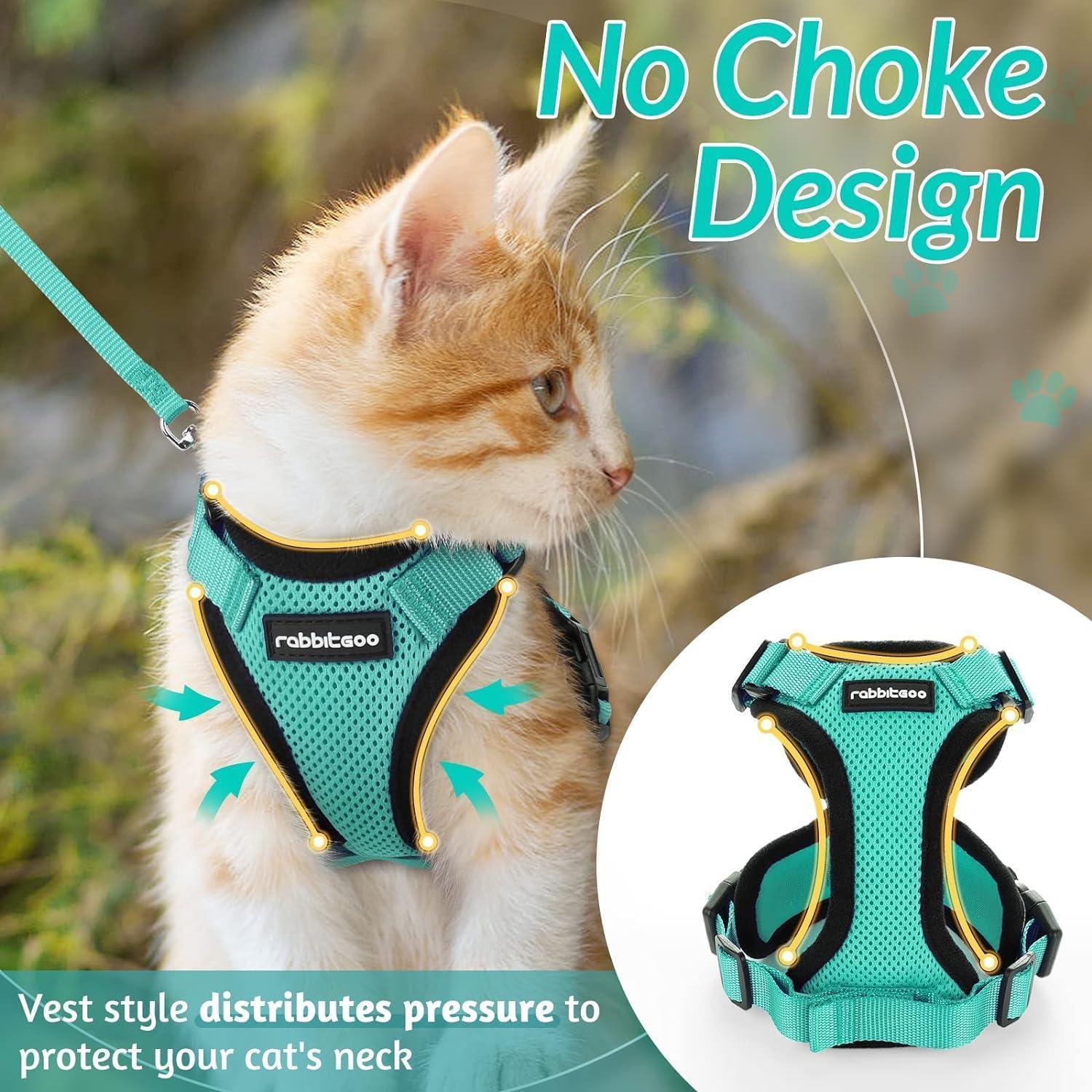 Rabbitgoo Adjustable Cat Harness and Leash Set - Emerald