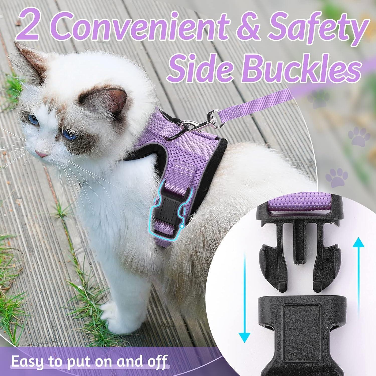 Rabbitgoo Adjustable Cat Harness and Leash Set - Light Purple