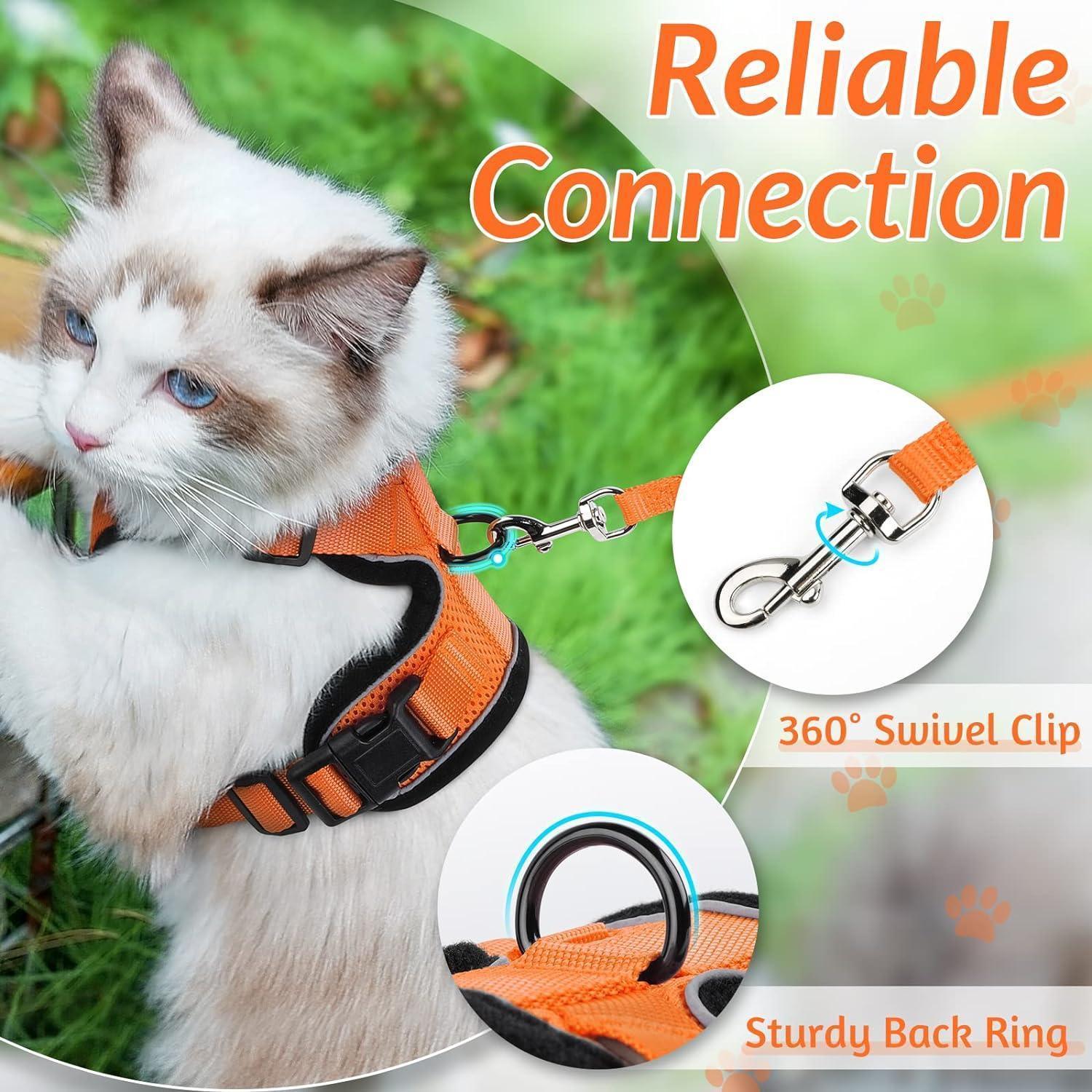 Rabbitgoo Adjustable Cat Harness and Leash Set - Orange