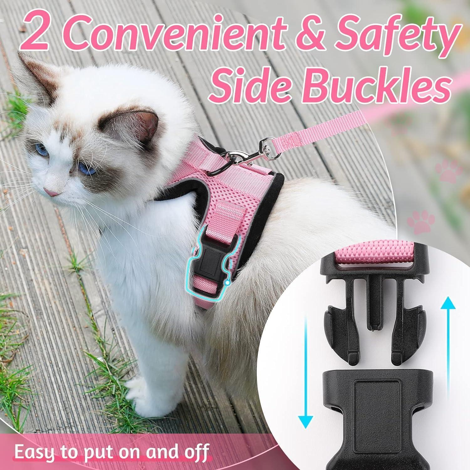 Rabbitgoo Adjustable Cat Harness and Leash Set - Pink